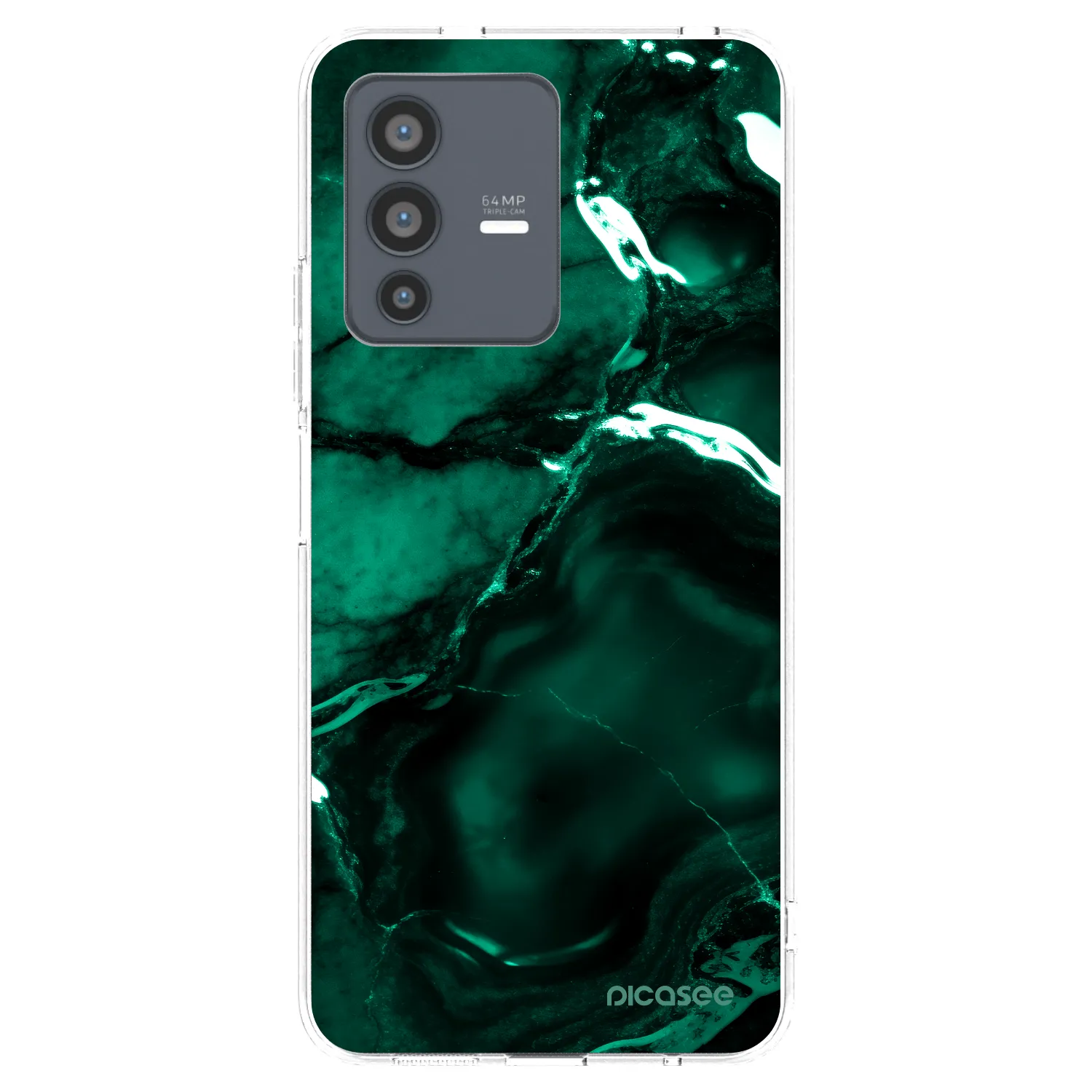 Picasee silikonski prozorni ovitek za Vivo V23 5G - Dark emerald