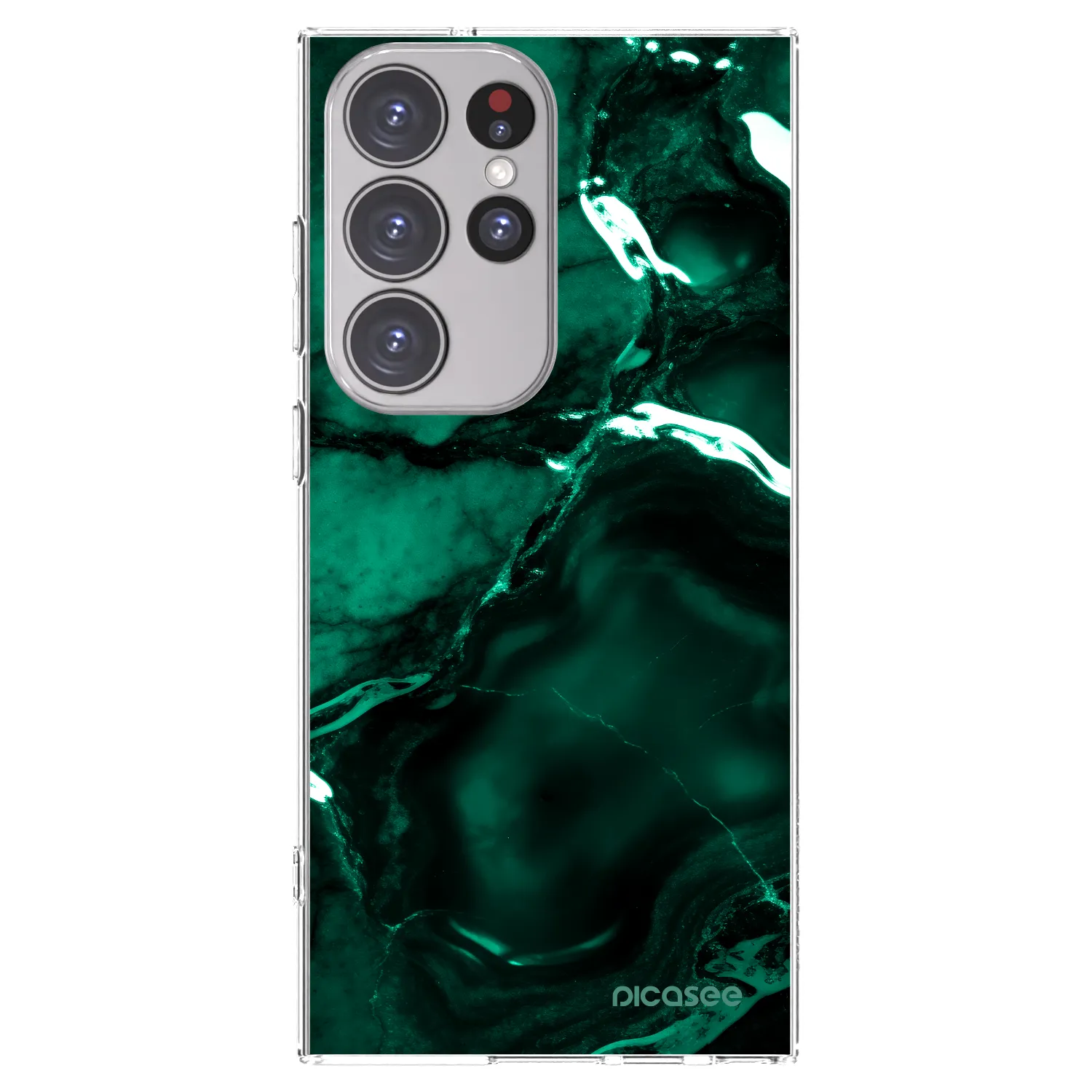 Picasee silikonski prozorni ovitek za Samsung Galaxy S23 Ultra 5G - Dark emerald