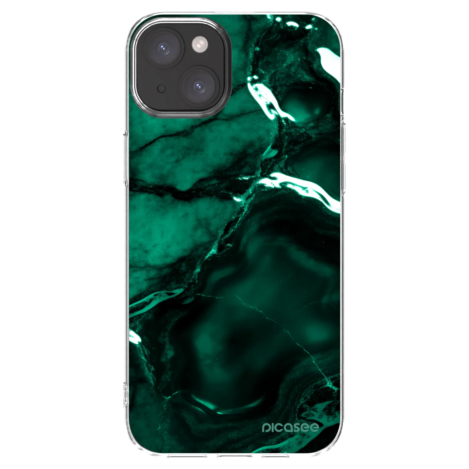 Picasee silikonski prozorni ovitek za Apple iPhone 15 Plus - Dark emerald