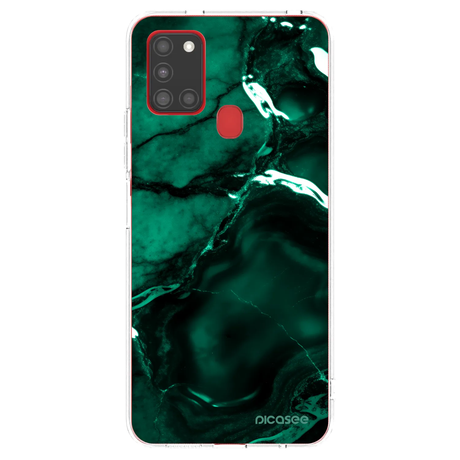 Picasee silikonski prozorni ovitek za Samsung Galaxy A21s - Dark emerald