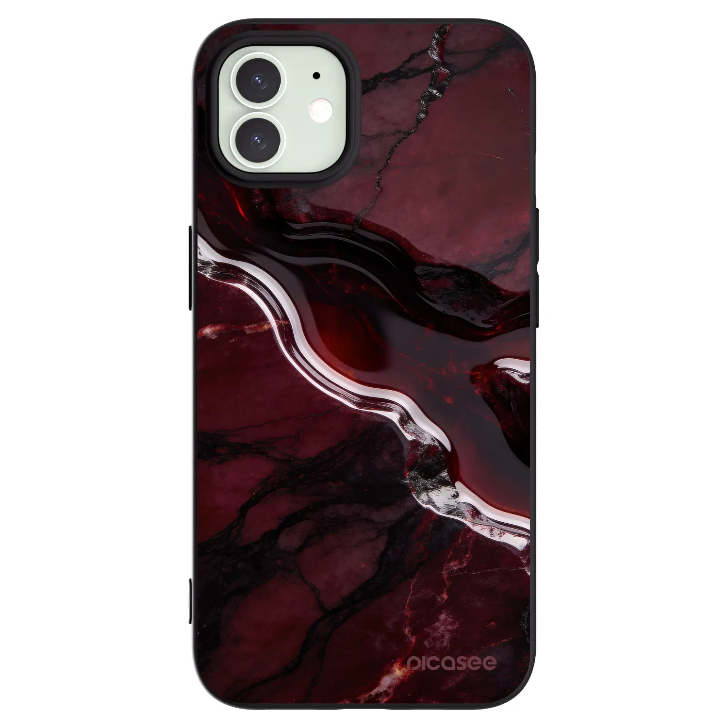 Picasee silikonski črni ovitek za Apple iPhone 12 - Cherry stone