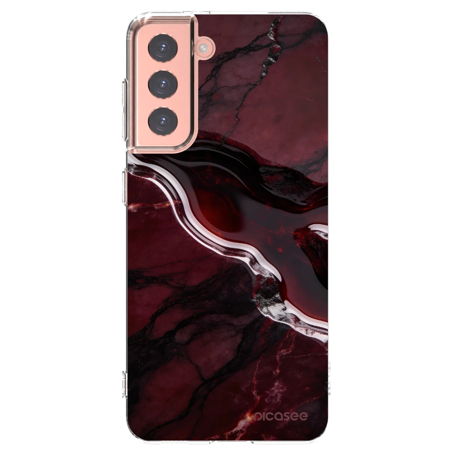 Picasee silikonski prozorni ovitek za Samsung Galaxy S21 5G G991B - Cherry stone
