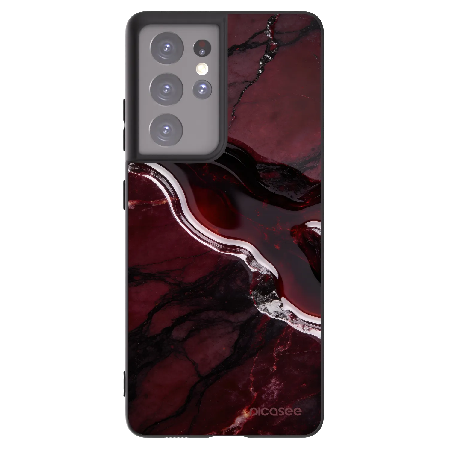 Picasee silikonski črni ovitek za Samsung Galaxy S21 Ultra 5G G998B - Cherry stone