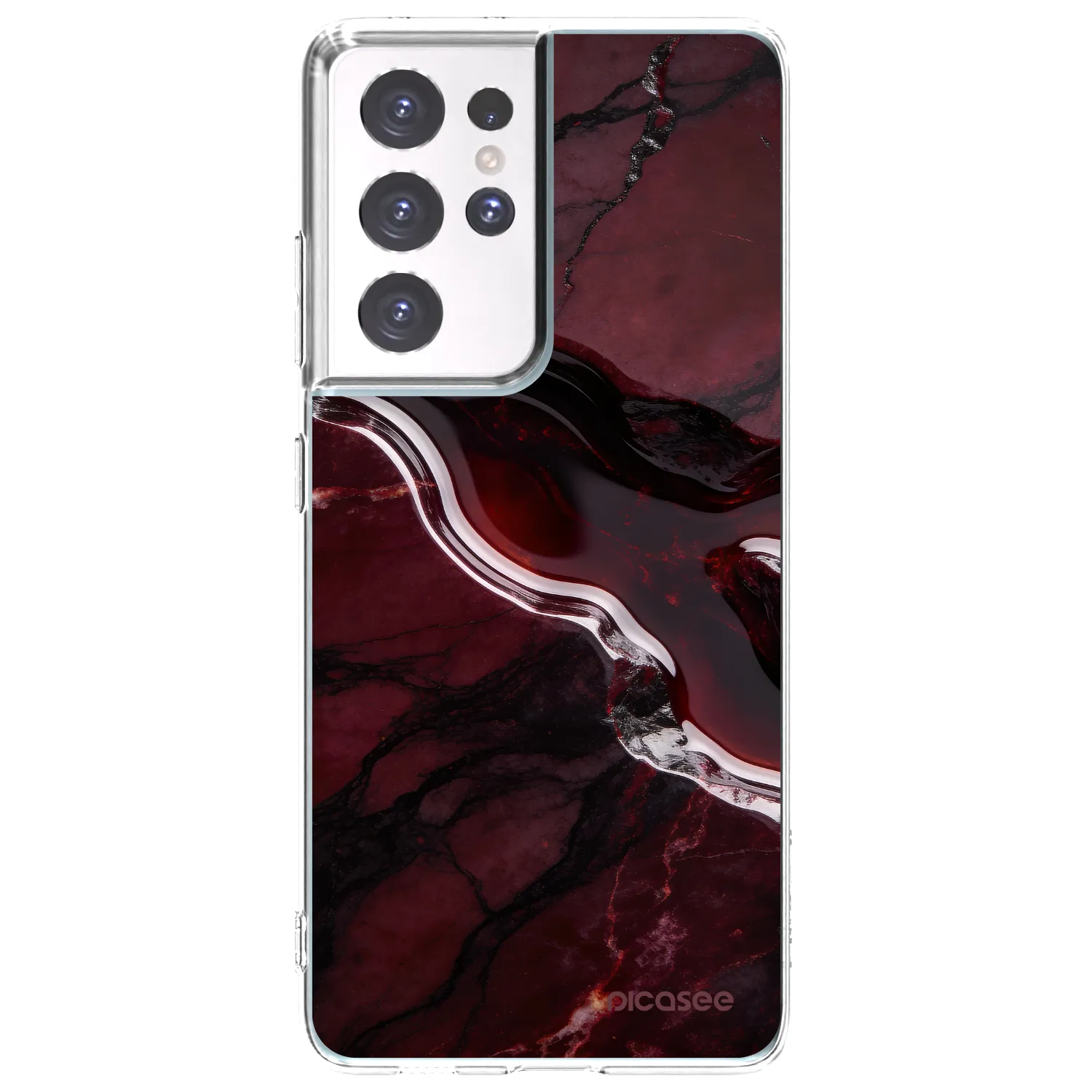 Picasee silikonski prozorni ovitek za Samsung Galaxy S21 Ultra 5G G998B - Cherry stone