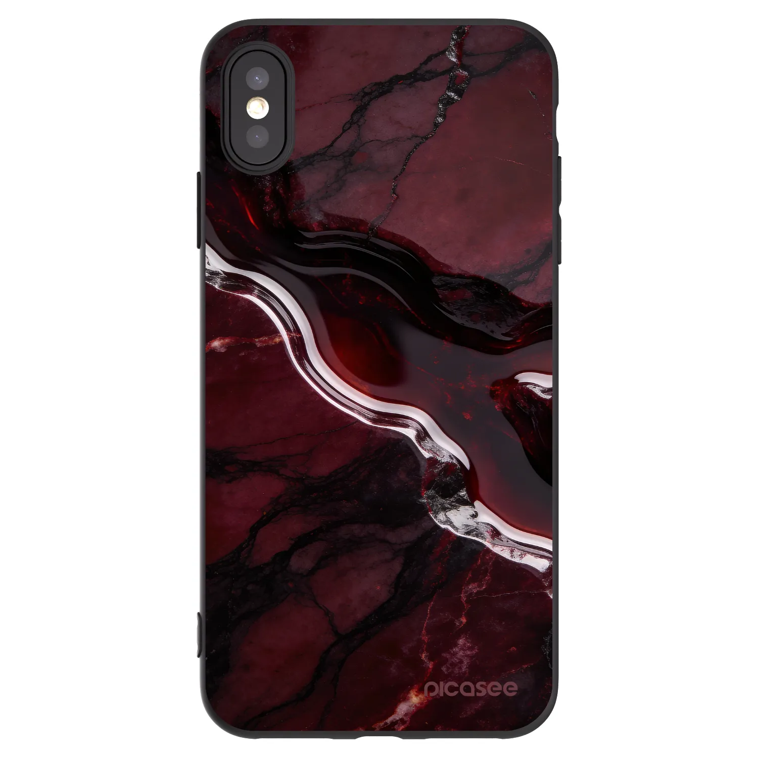 Picasee silikonski črni ovitek za Apple iPhone XS Max - Cherry stone