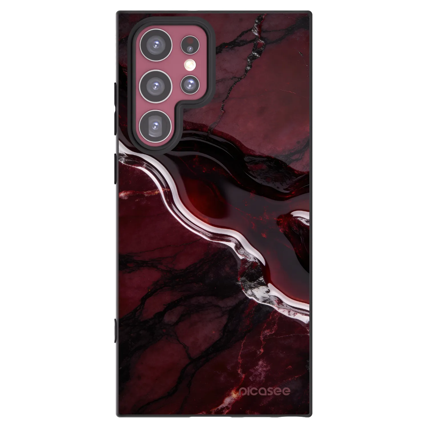 Picasee silikonski črni ovitek za Samsung Galaxy S22 Ultra 5G - Cherry stone