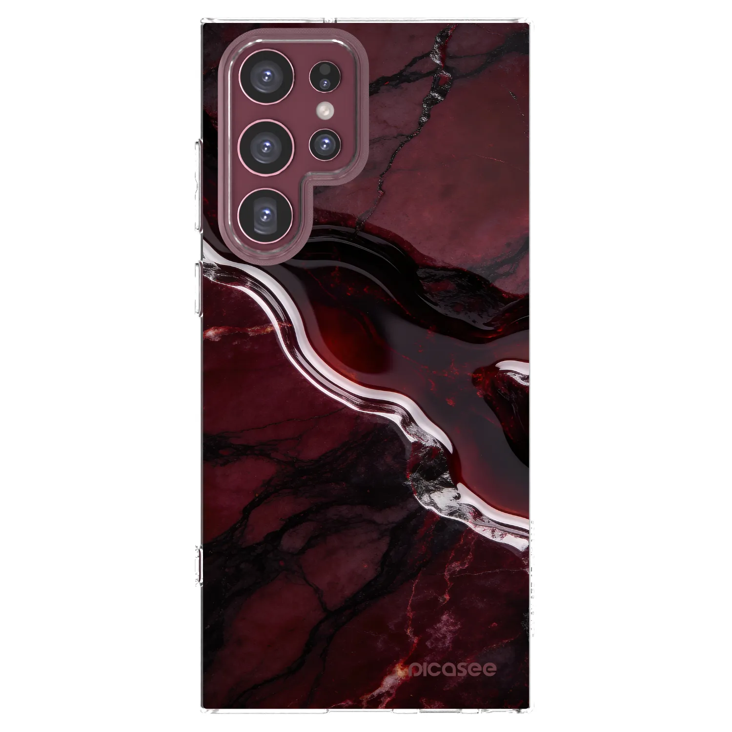 Picasee silikonski prozorni ovitek za Samsung Galaxy S22 Ultra 5G - Cherry stone