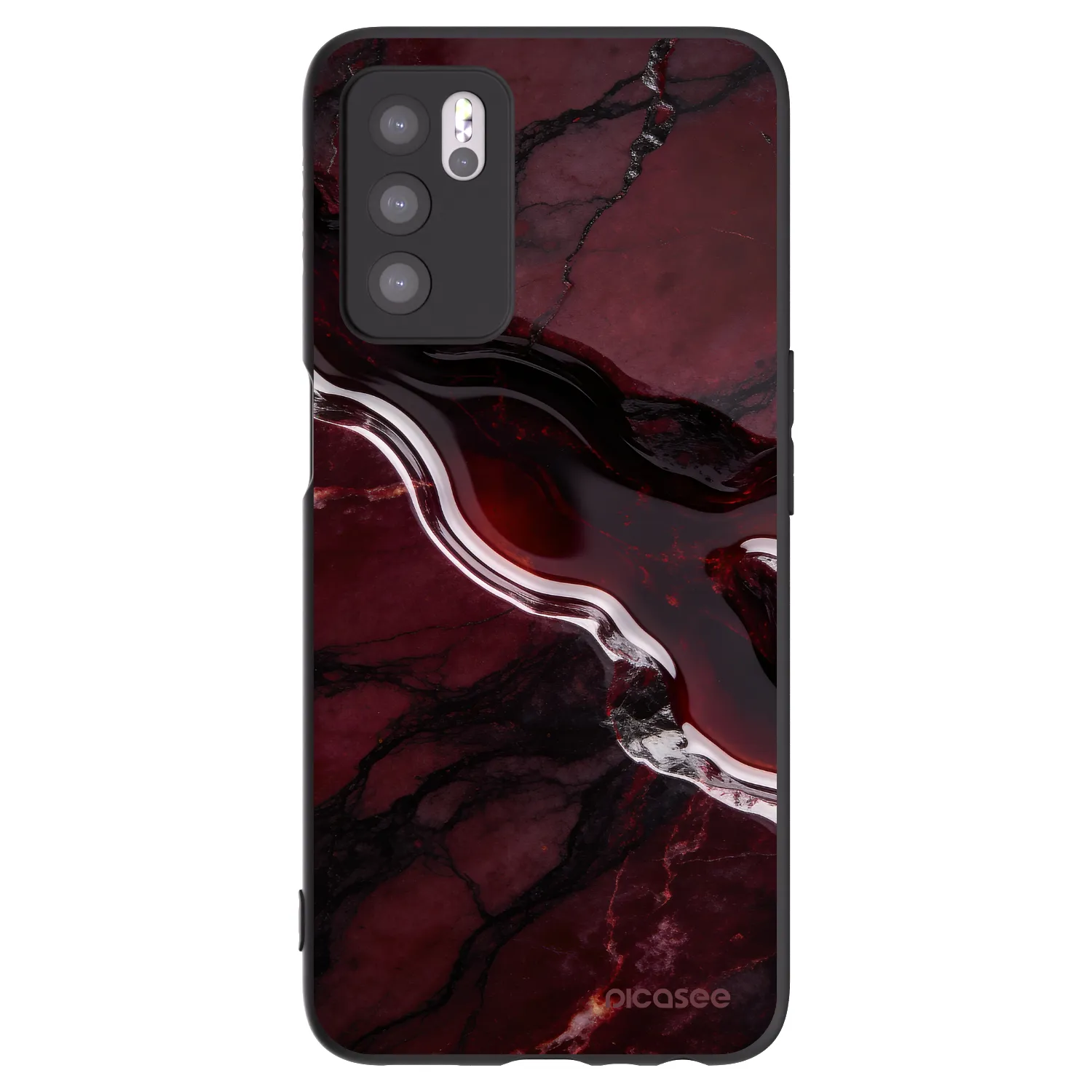 Picasee silikonski črni ovitek za OPPO A16 - Cherry stone
