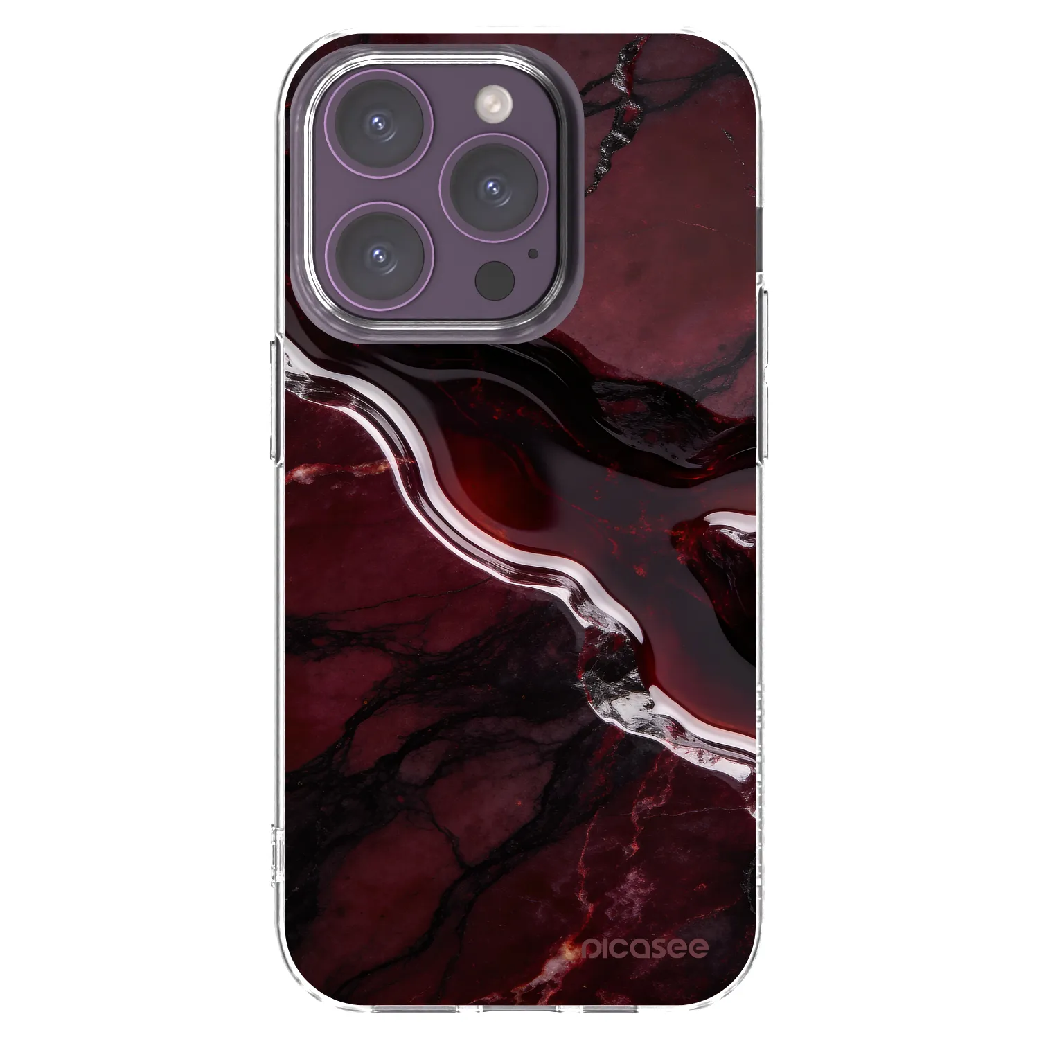 Picasee silikonski prozorni ovitek za Apple iPhone 14 Pro - Cherry stone
