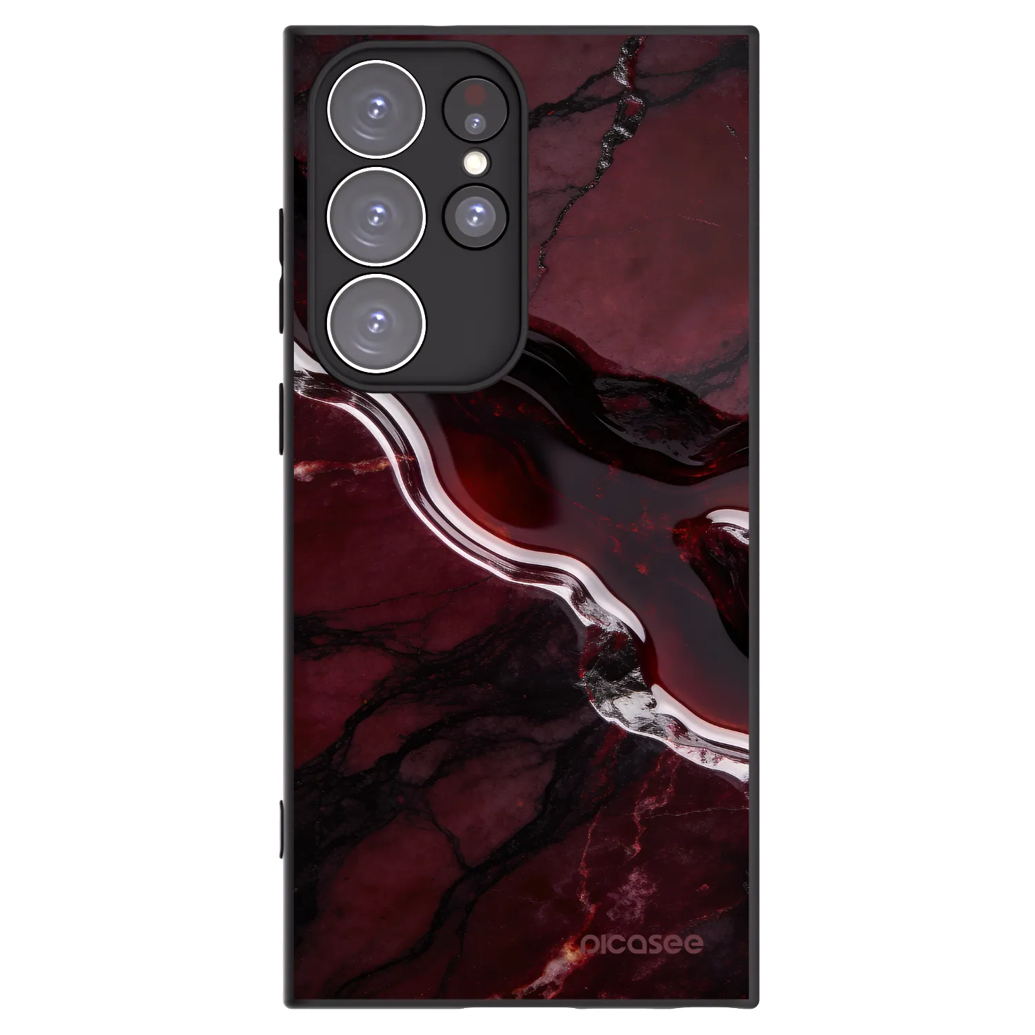 Picasee silikonski črni ovitek za Samsung Galaxy S23 Ultra 5G - Cherry stone