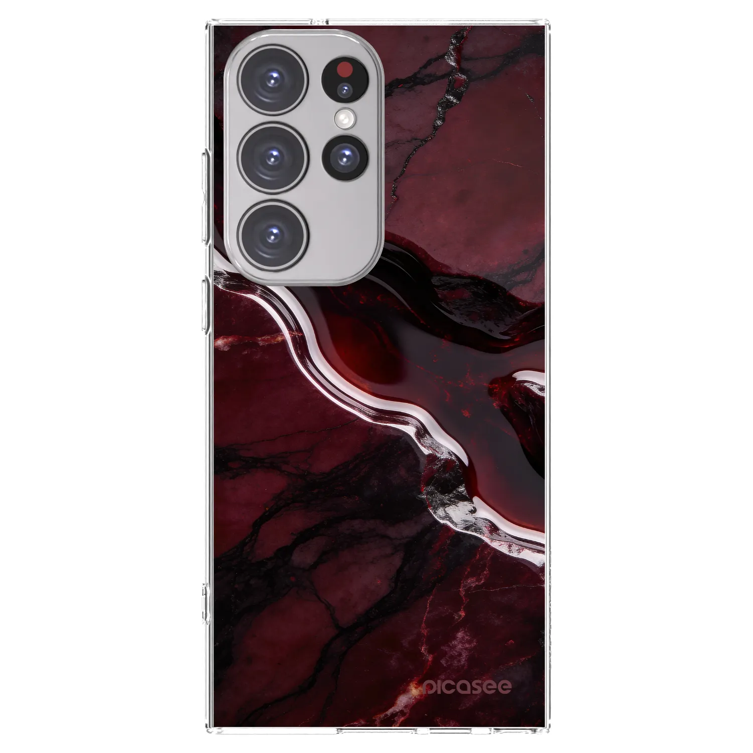 Picasee silikonski prozorni ovitek za Samsung Galaxy S23 Ultra 5G - Cherry stone