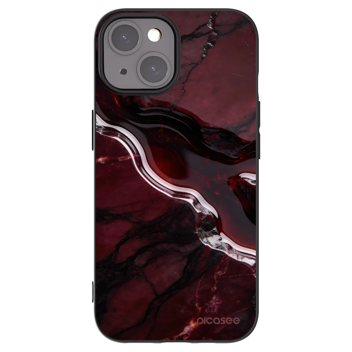 Picasee silikonski črni ovitek za Apple iPhone 15 - Cherry stone