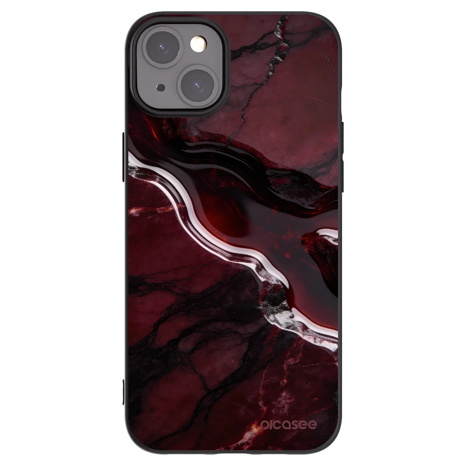 Picasee silikonski črni ovitek za Apple iPhone 15 Plus - Cherry stone