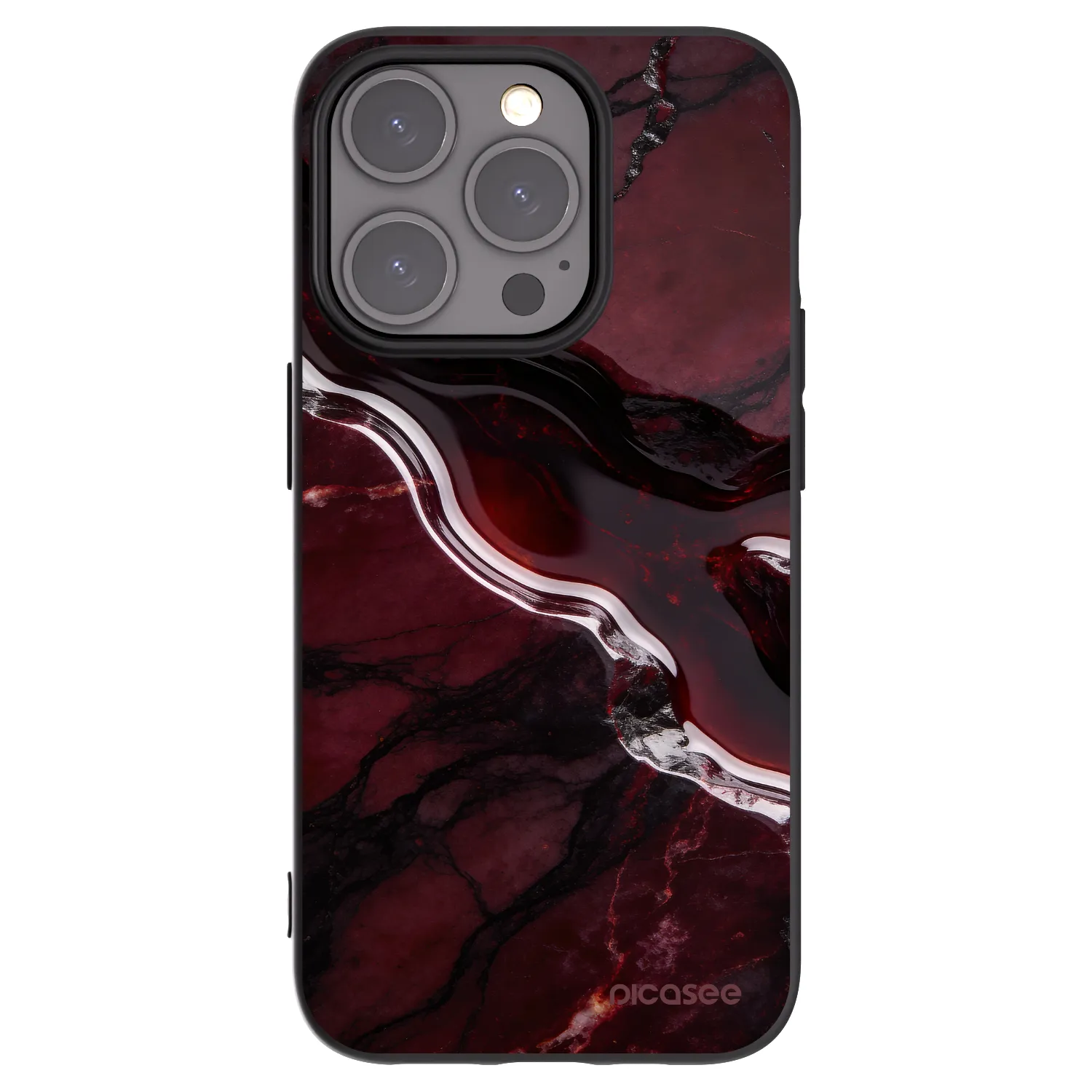 Picasee silikonski črni ovitek za Apple iPhone 15 Pro - Cherry stone