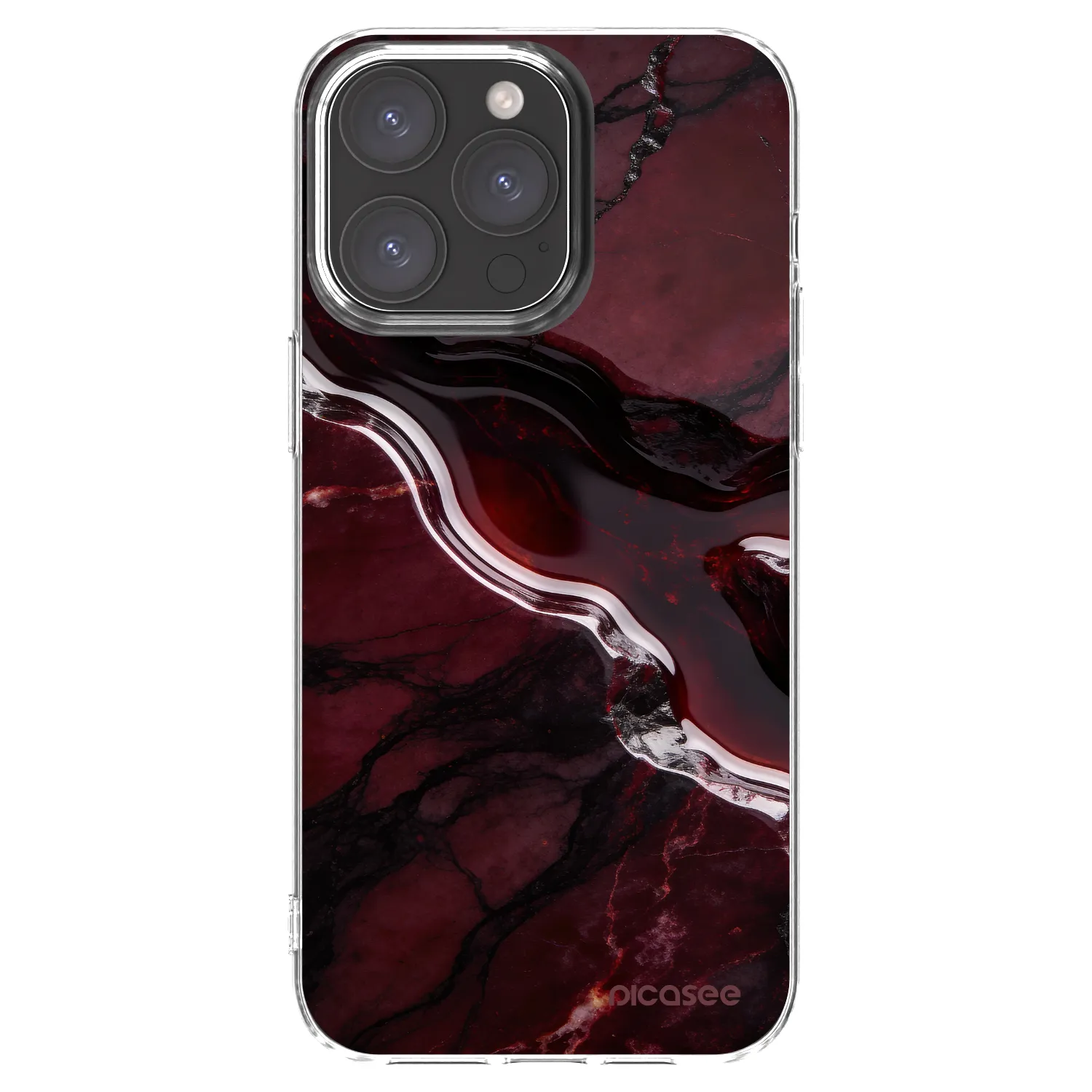 Picasee silikonski prozorni ovitek za Apple iPhone 15 Pro Max - Cherry stone