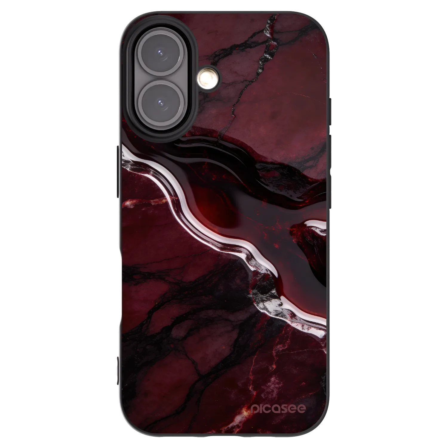 Picasee silikonski črni ovitek za Apple iPhone 16 - Cherry stone