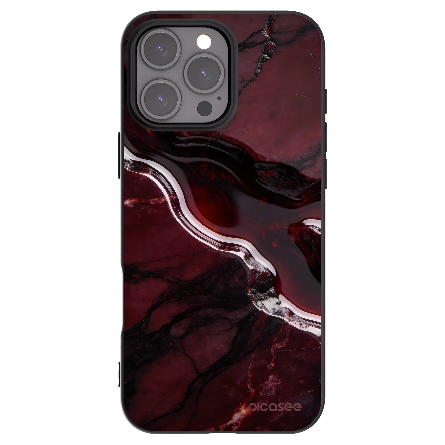 Picasee silikonski črni ovitek za Apple iPhone 16 Pro Max - Cherry stone