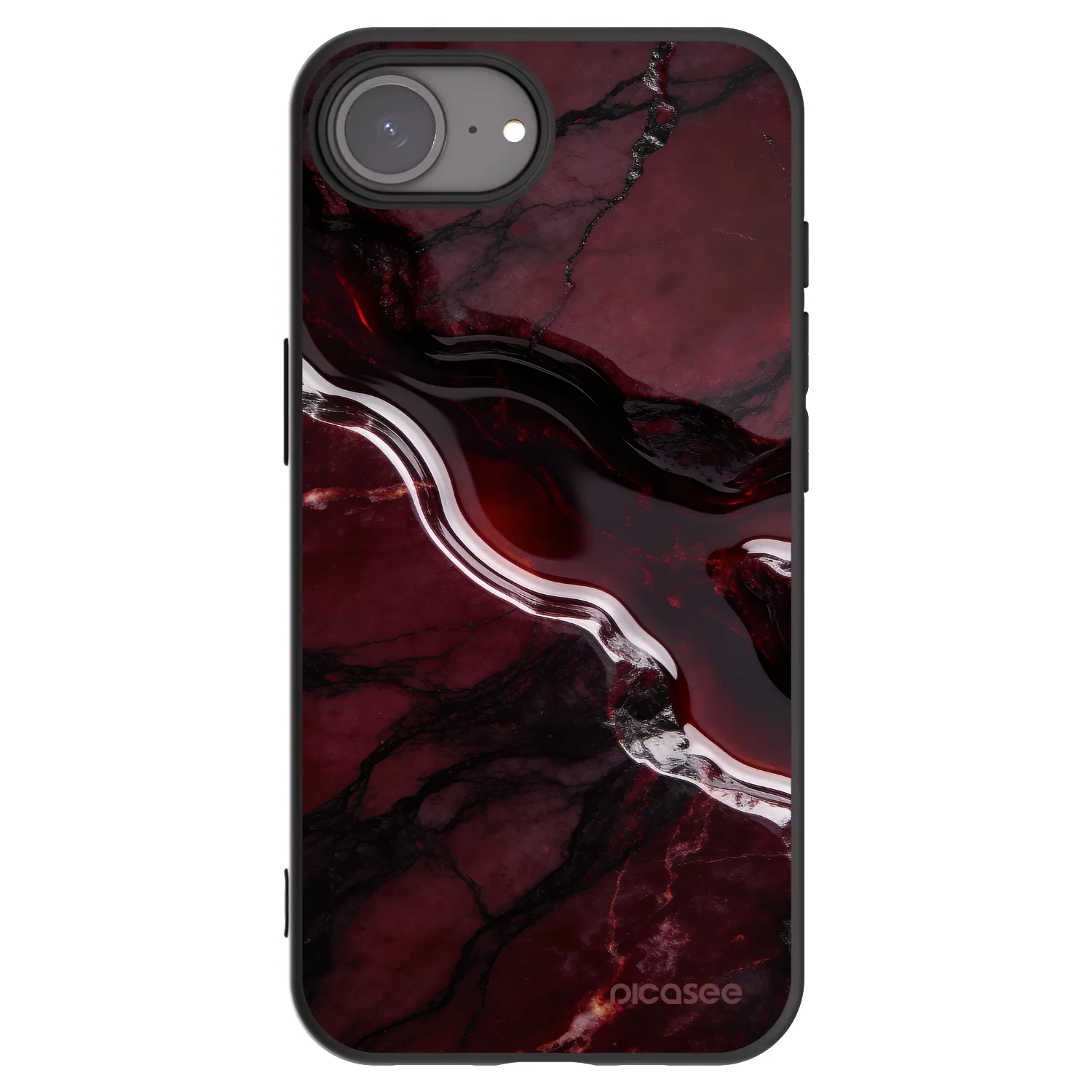 Picasee silikonski črni ovitek za Apple iPhone 16e - Cherry stone