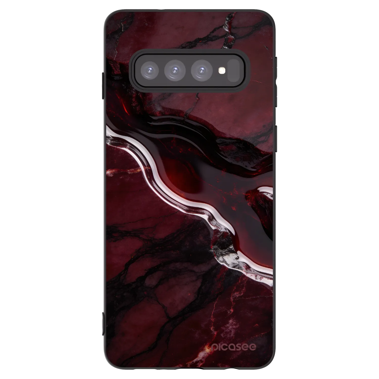 Picasee silikonski črni ovitek za Samsung Galaxy S10 G973 - Cherry stone