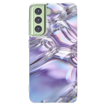 Picasee silikonski prozorni ovitek za Samsung Galaxy S21 FE 5G - Iridescent bubbles