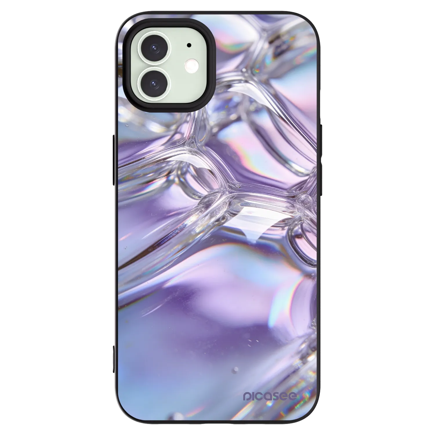 Picasee silikonski črni ovitek za Apple iPhone 12 - Iridescent bubbles