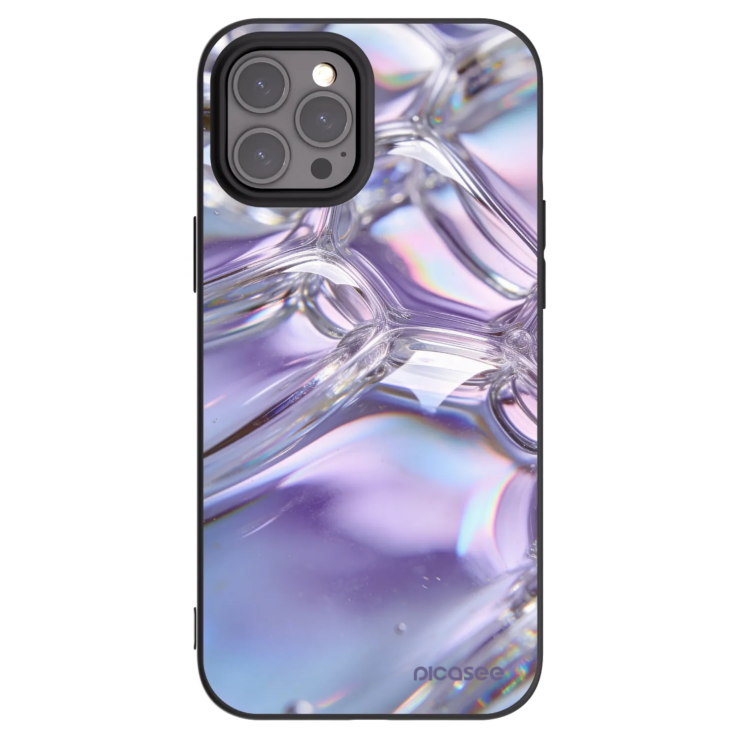 Picasee silikonski črni ovitek za Apple iPhone 12 Pro Max - Iridescent bubbles
