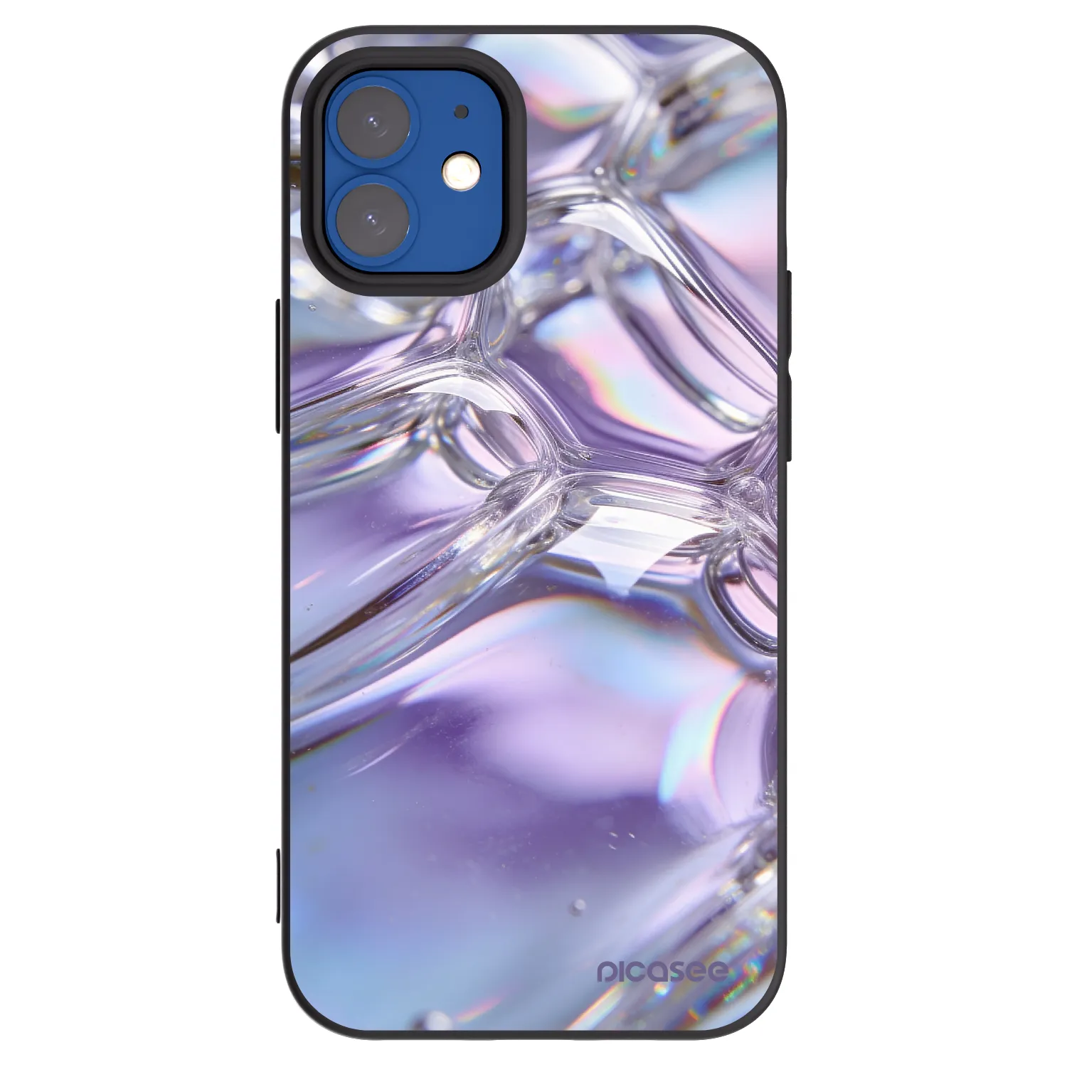 Picasee silikonski črni ovitek za Apple iPhone 12 mini - Iridescent bubbles