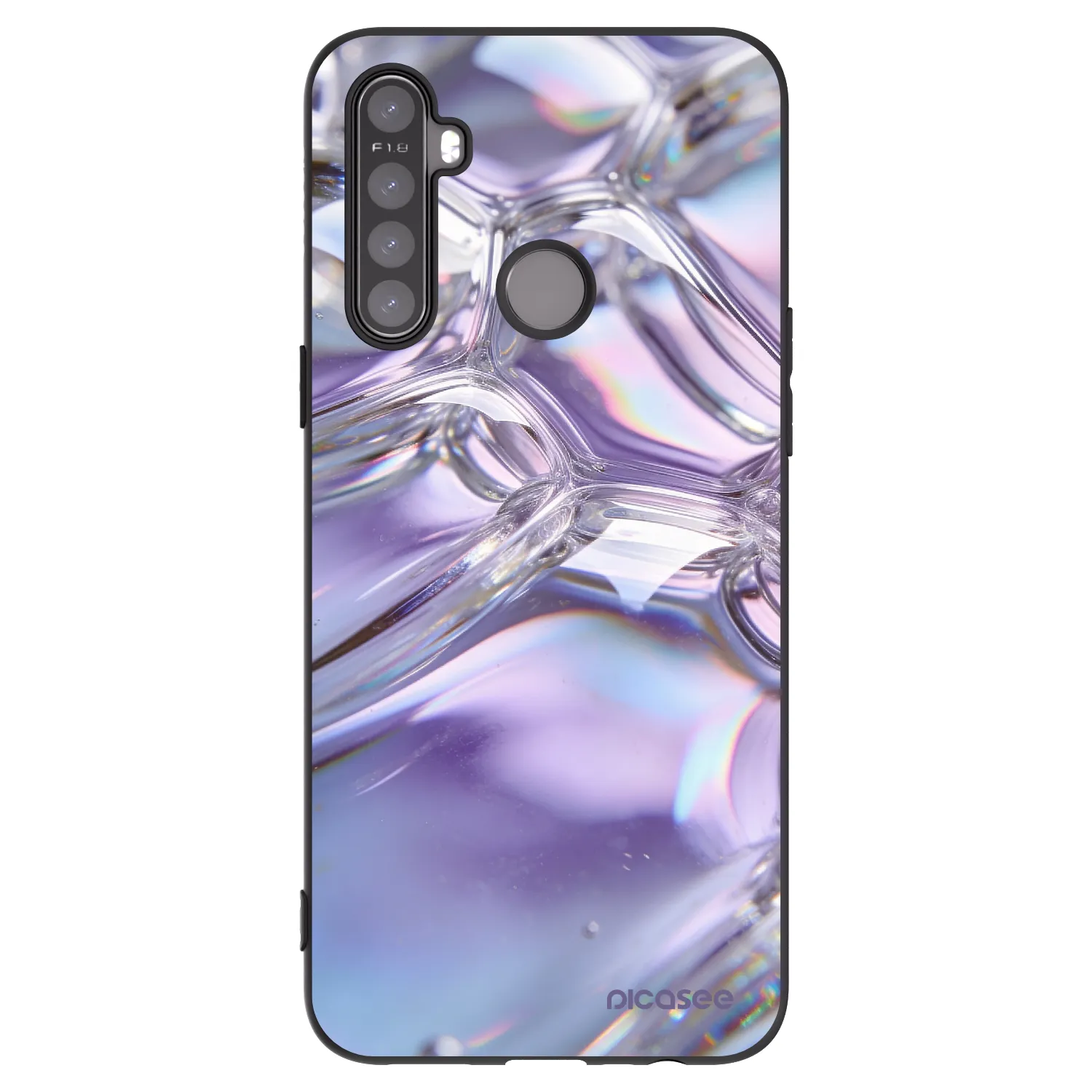 Picasee silikonski črni ovitek za Realme 6i - Iridescent bubbles