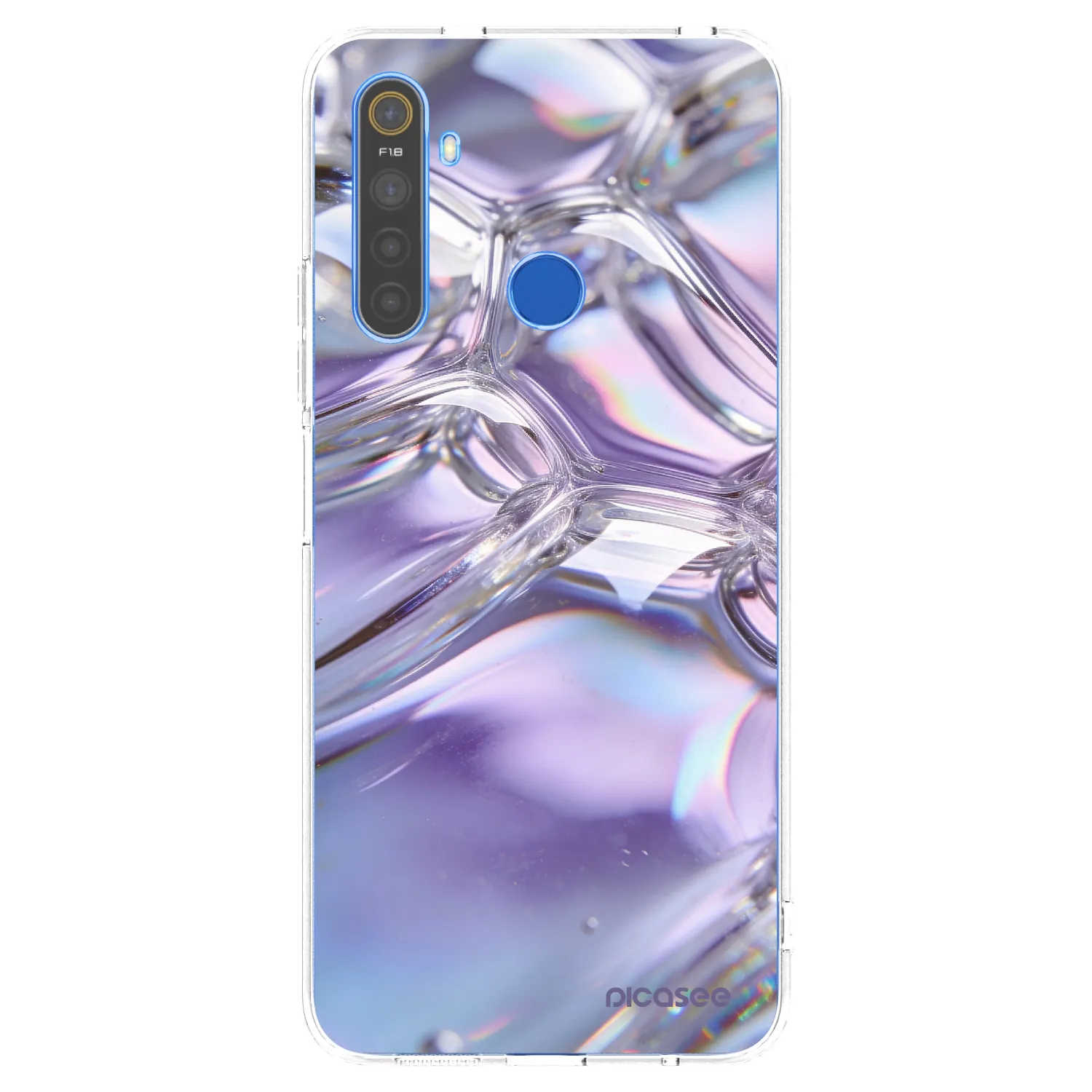 Picasee silikonski prozorni ovitek za Realme 5 - Iridescent bubbles