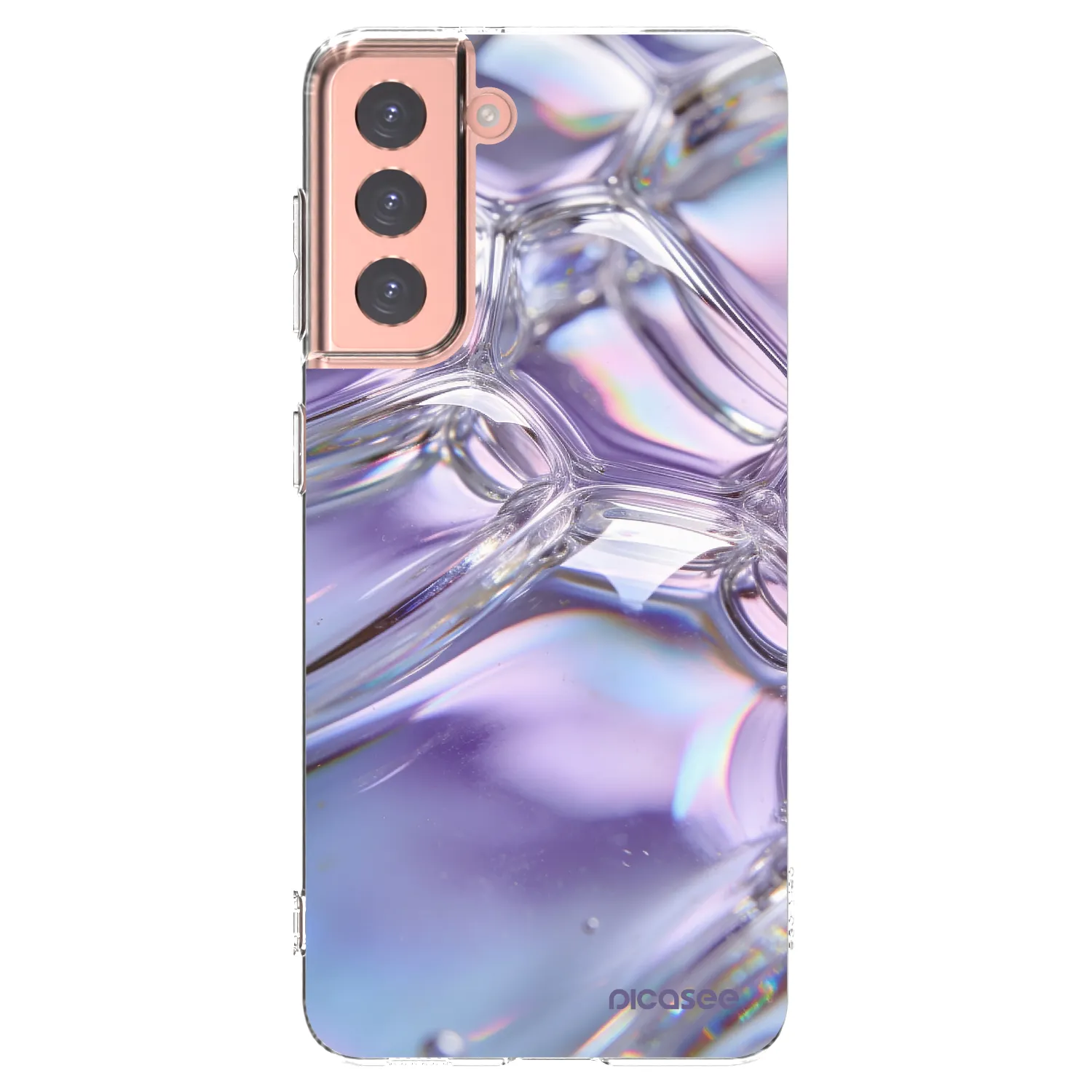 Picasee silikonski prozorni ovitek za Samsung Galaxy S21 5G G991B - Iridescent bubbles