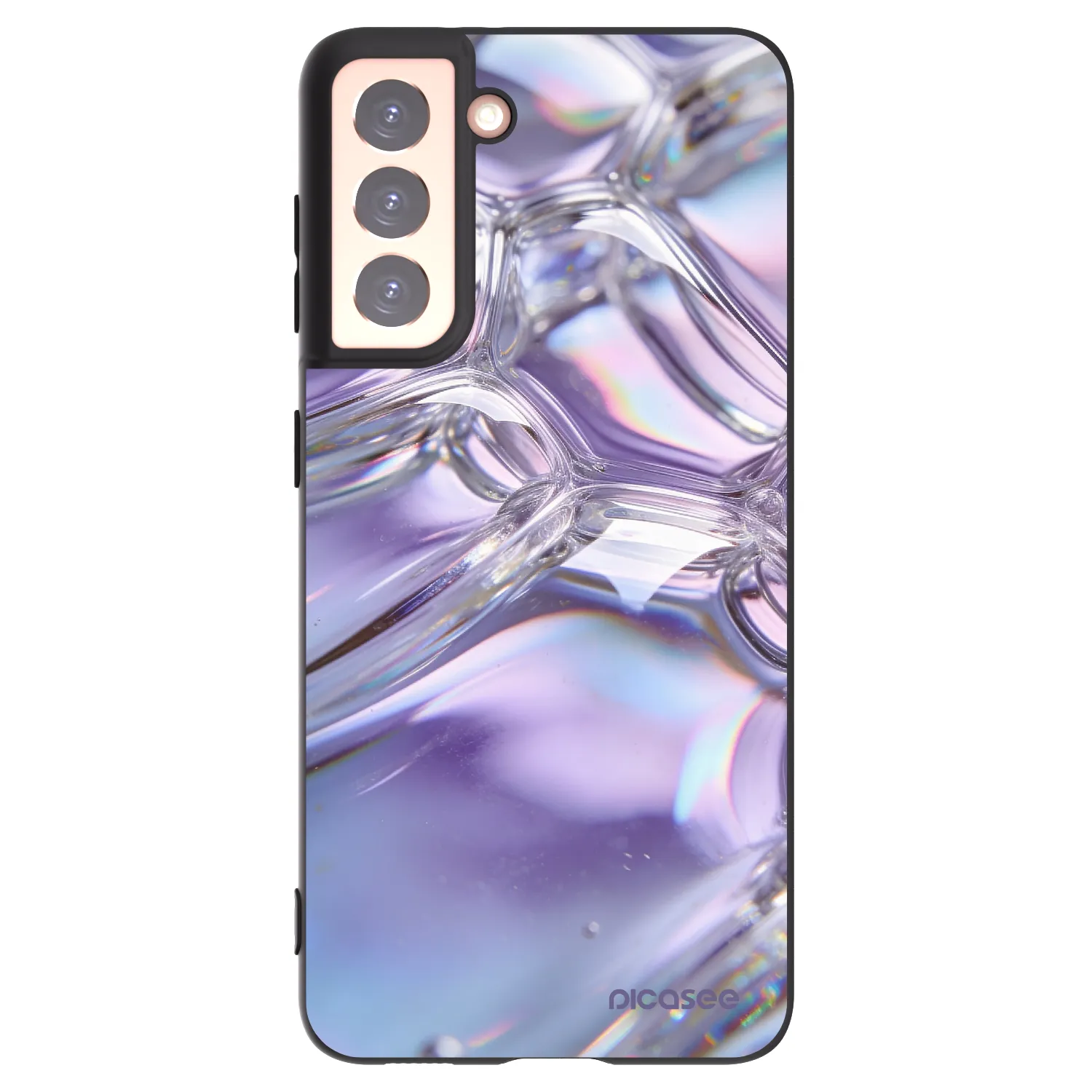 Picasee silikonski črni ovitek za Samsung Galaxy S21 5G G991B - Iridescent bubbles