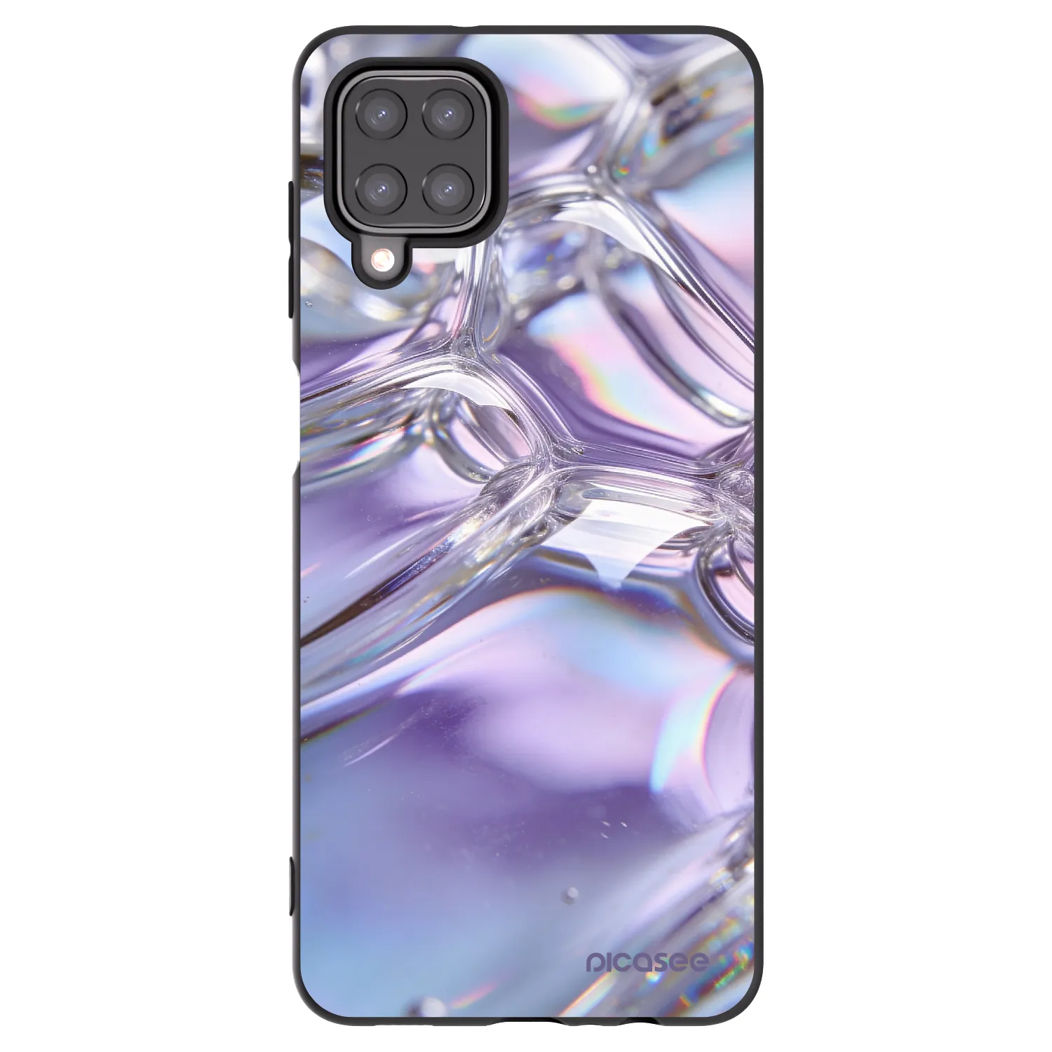 Picasee silikonski črni ovitek za Samsung Galaxy A12 A125F - Iridescent bubbles