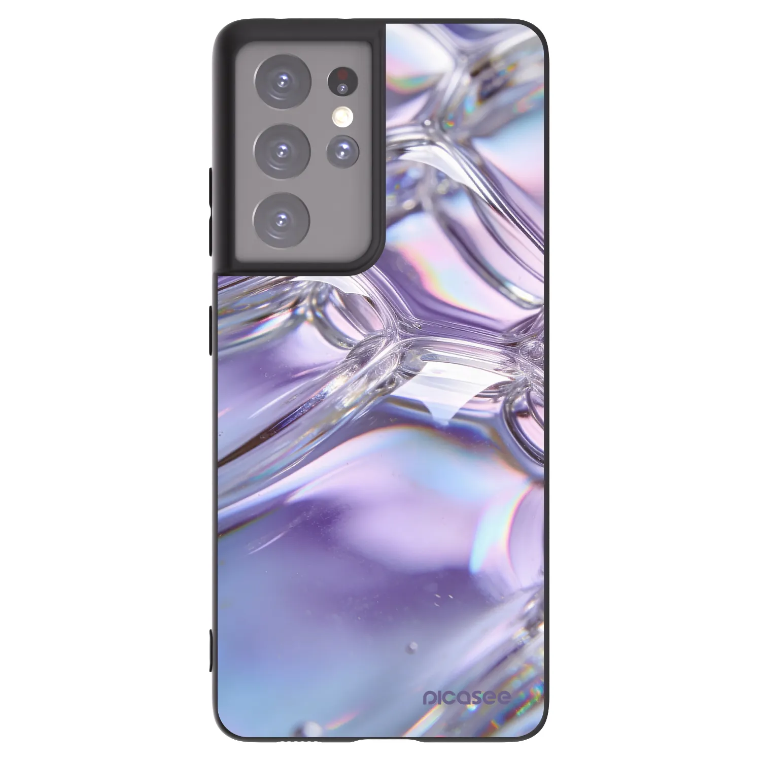 Picasee silikonski črni ovitek za Samsung Galaxy S21 Ultra 5G G998B - Iridescent bubbles