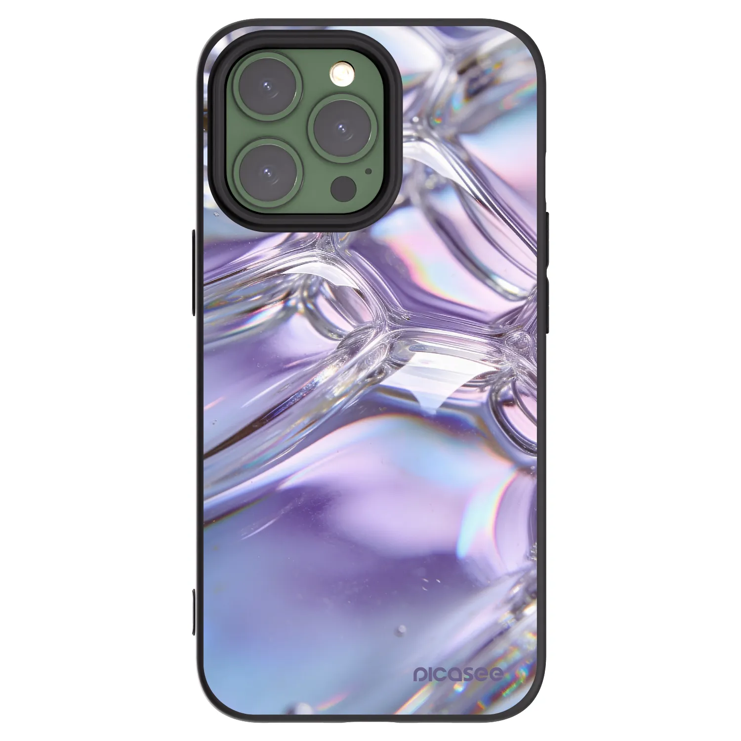 Picasee silikonski črni ovitek za Apple iPhone 13 Pro - Iridescent bubbles