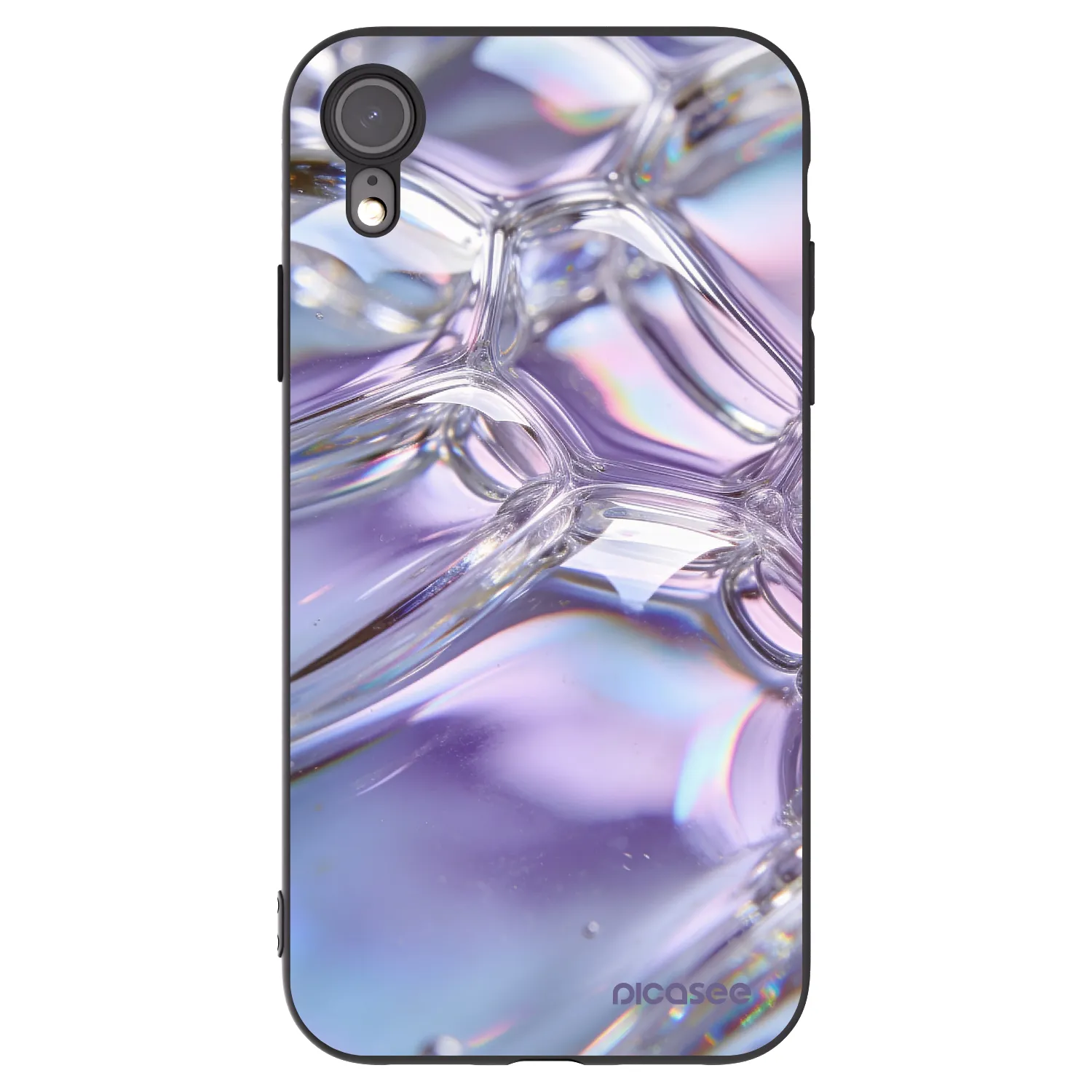 Picasee silikonski črni ovitek za Apple iPhone XR - Iridescent bubbles