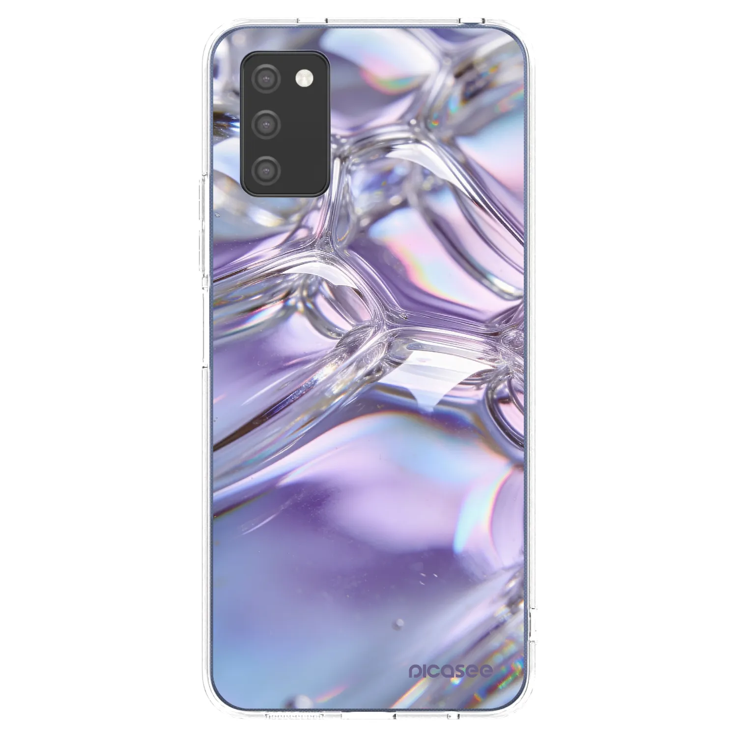 Picasee silikonski prozorni ovitek za Samsung Galaxy A02s A025G - Iridescent bubbles