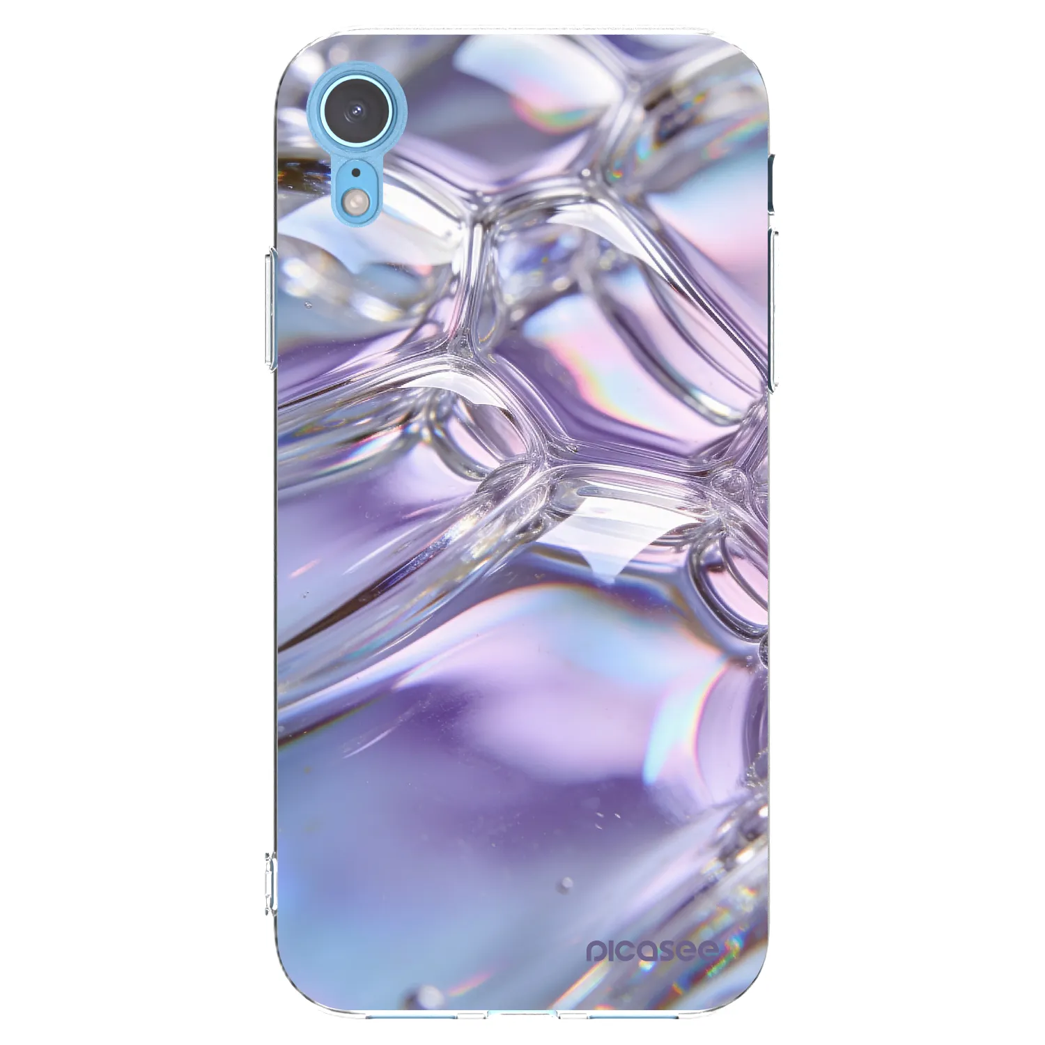 Picasee silikonski prozorni ovitek za Apple iPhone XR - Iridescent bubbles