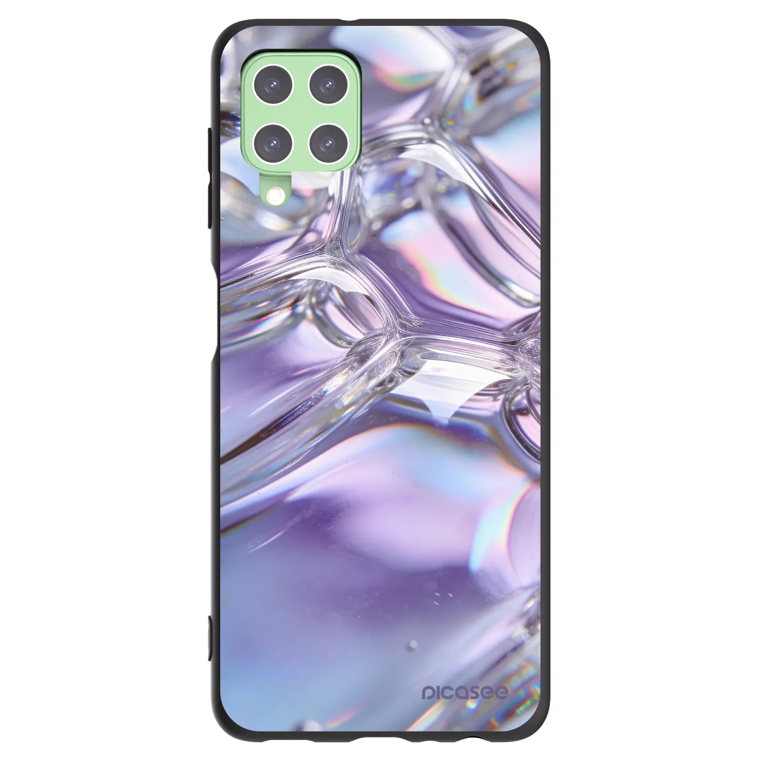 Picasee silikonski črni ovitek za Samsung Galaxy A22 A225F 4G - Iridescent bubbles