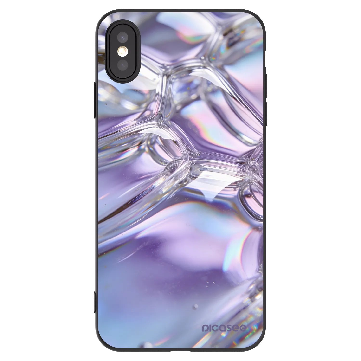 Picasee silikonski črni ovitek za Apple iPhone XS Max - Iridescent bubbles