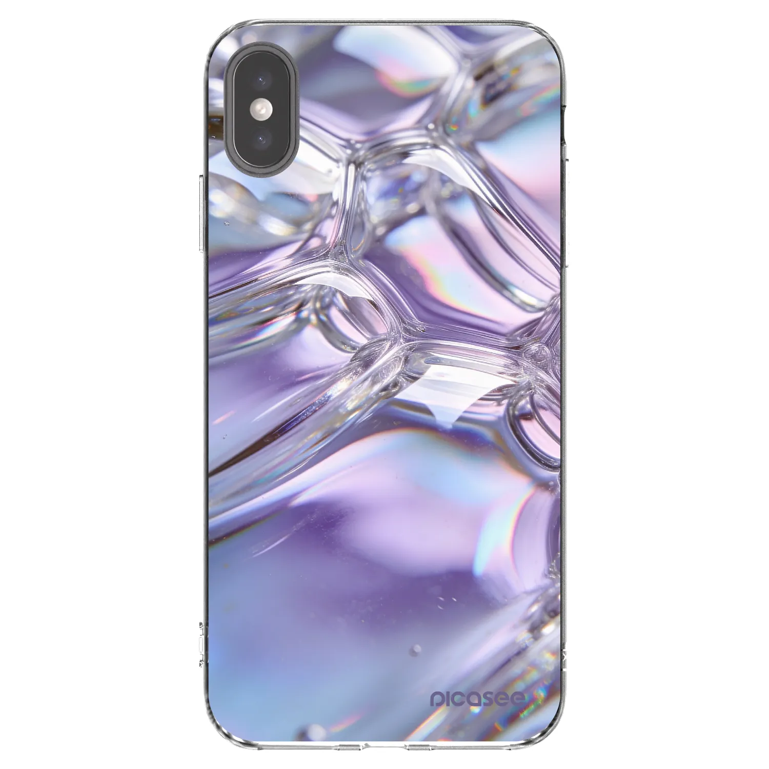Picasee silikonski prozorni ovitek za Apple iPhone XS Max - Iridescent bubbles