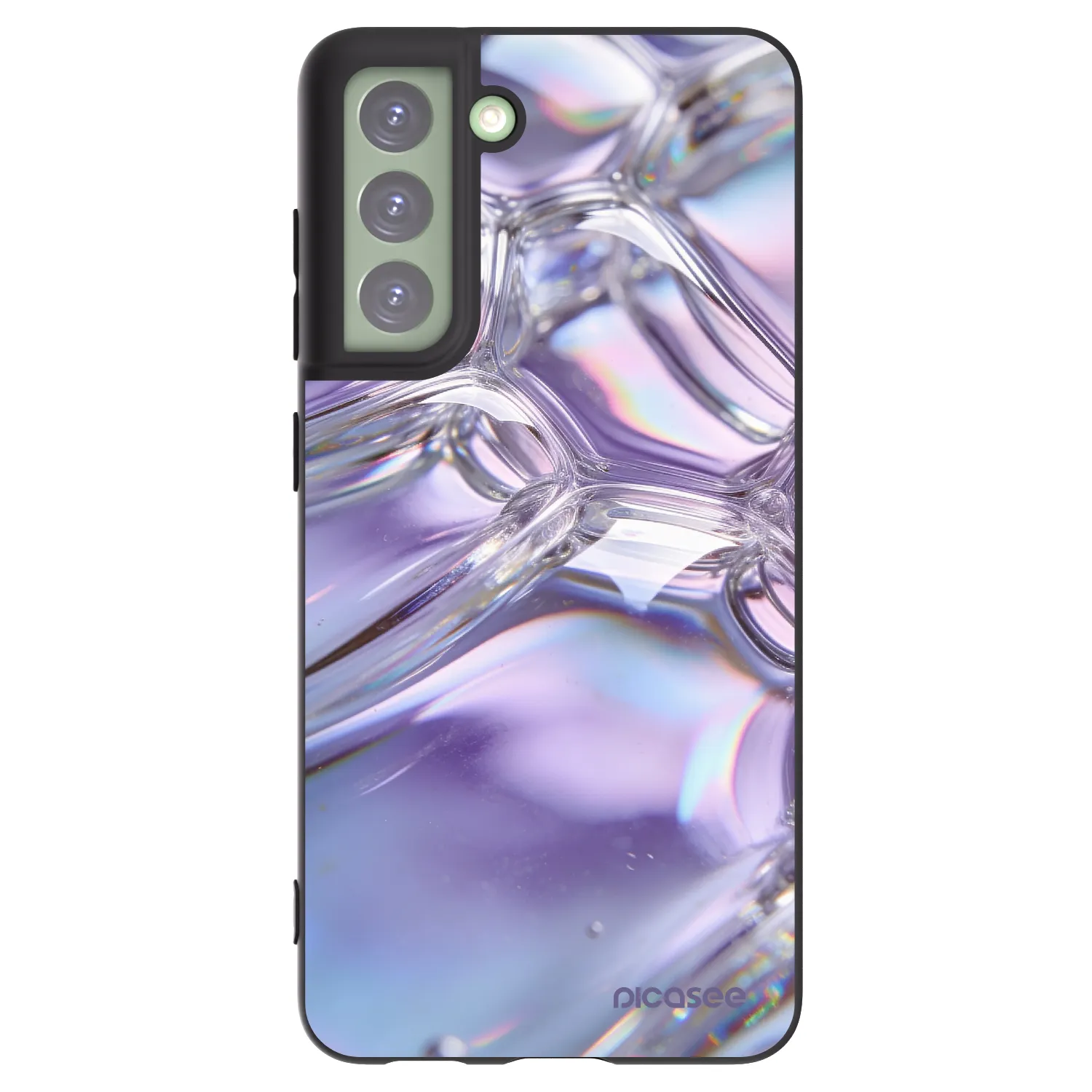 Picasee silikonski črni ovitek za Samsung Galaxy S21 FE 5G - Iridescent bubbles
