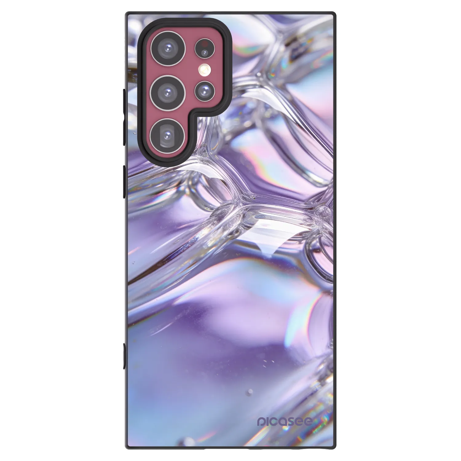 Picasee silikonski črni ovitek za Samsung Galaxy S22 Ultra 5G - Iridescent bubbles
