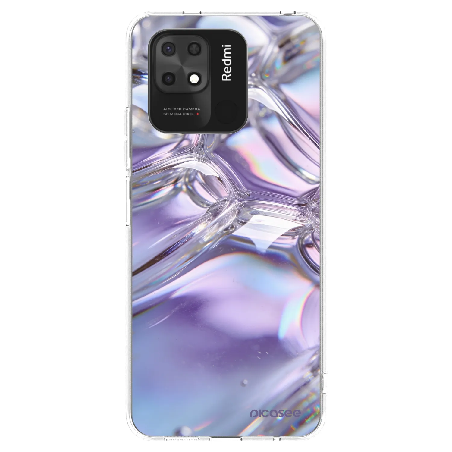 Picasee silikonski prozorni ovitek za Xiaomi Redmi 10C - Iridescent bubbles