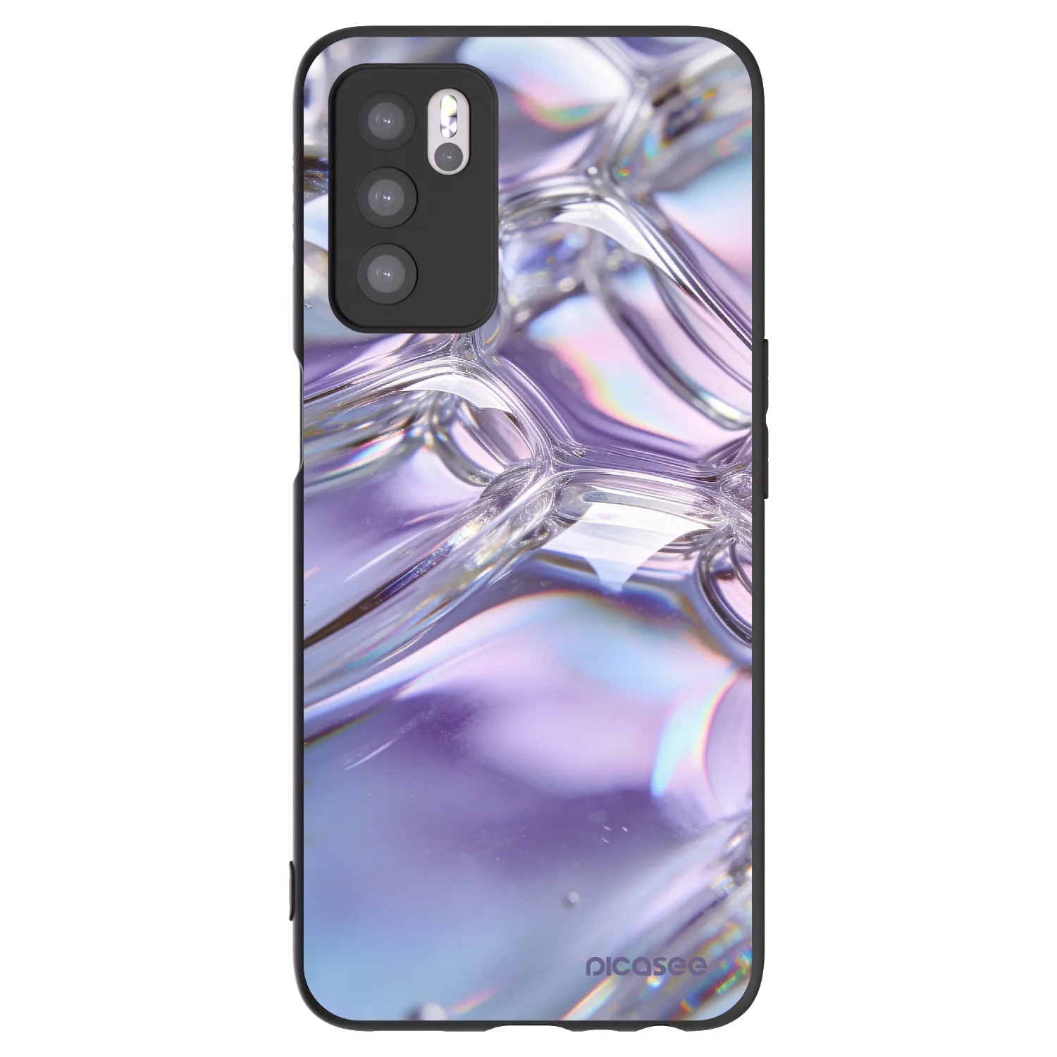 Picasee silikonski črni ovitek za OPPO A16s - Iridescent bubbles