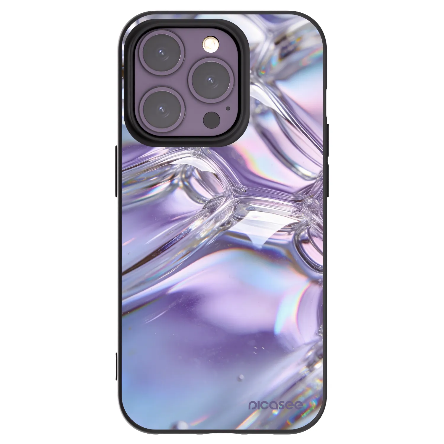 Picasee silikonski črni ovitek za Apple iPhone 14 Pro - Iridescent bubbles