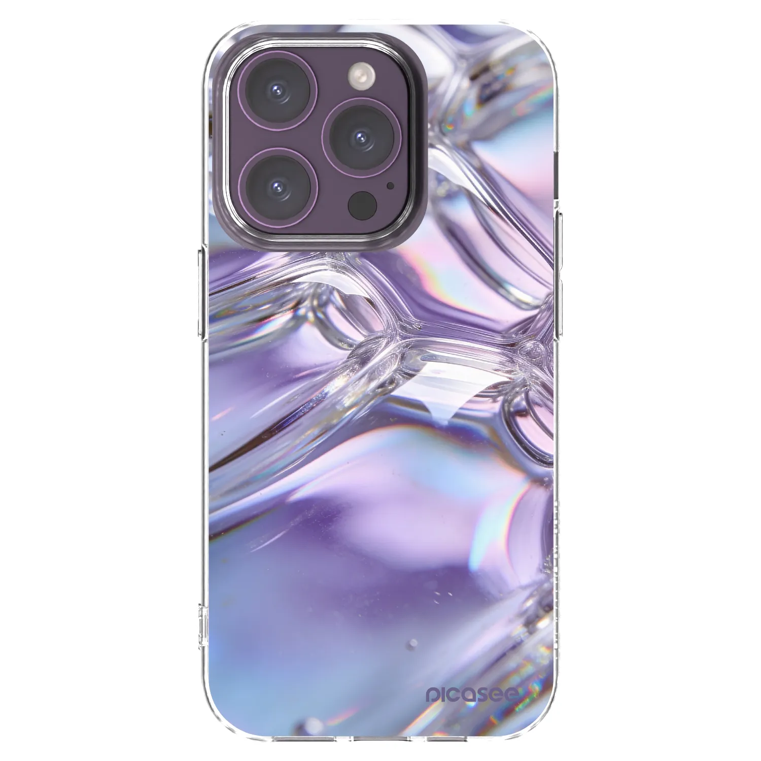 Picasee silikonski prozorni ovitek za Apple iPhone 14 Pro - Iridescent bubbles