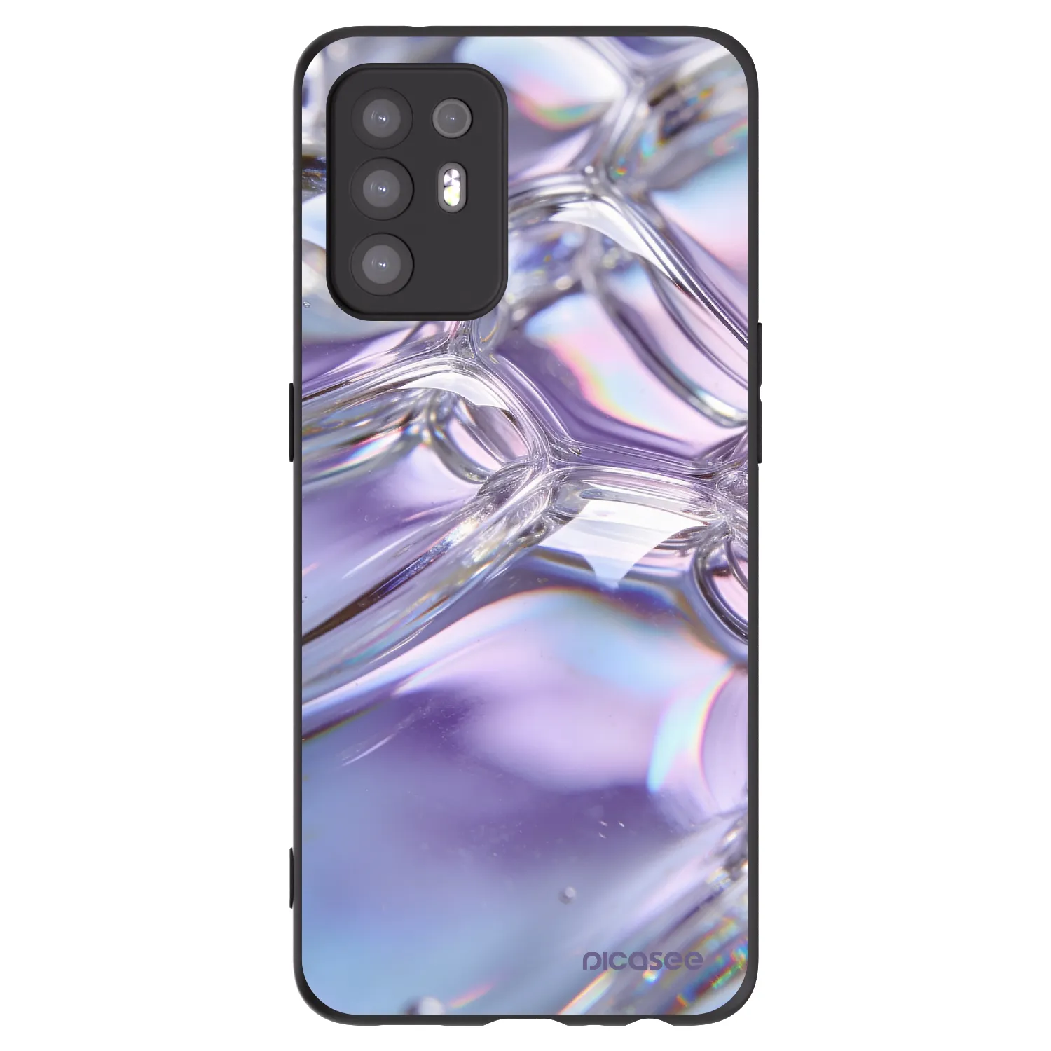 Picasee silikonski črni ovitek za OPPO A94 5G - Iridescent bubbles