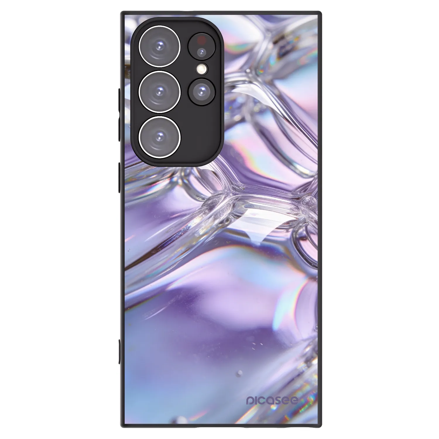 Picasee silikonski črni ovitek za Samsung Galaxy S23 Ultra 5G - Iridescent bubbles