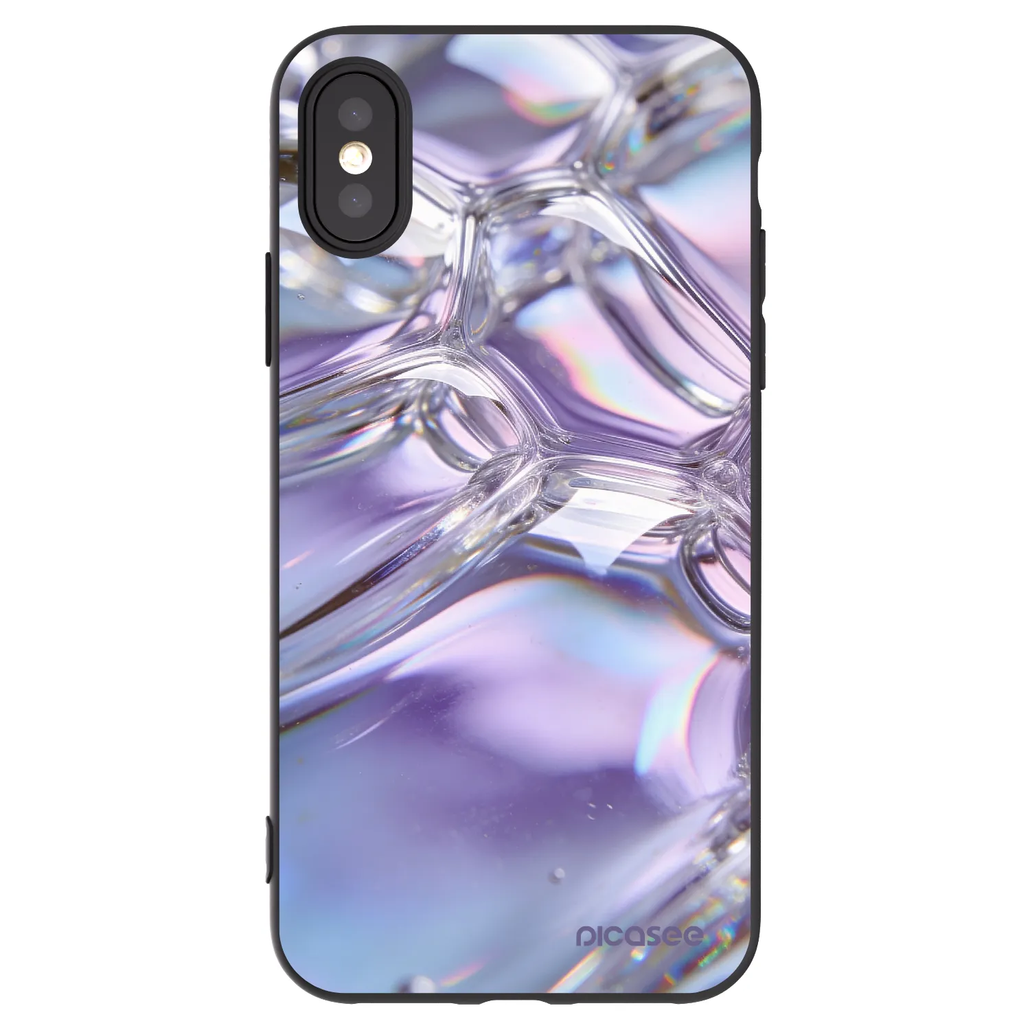 Picasee silikonski črni ovitek za Apple iPhone X/XS - Iridescent bubbles