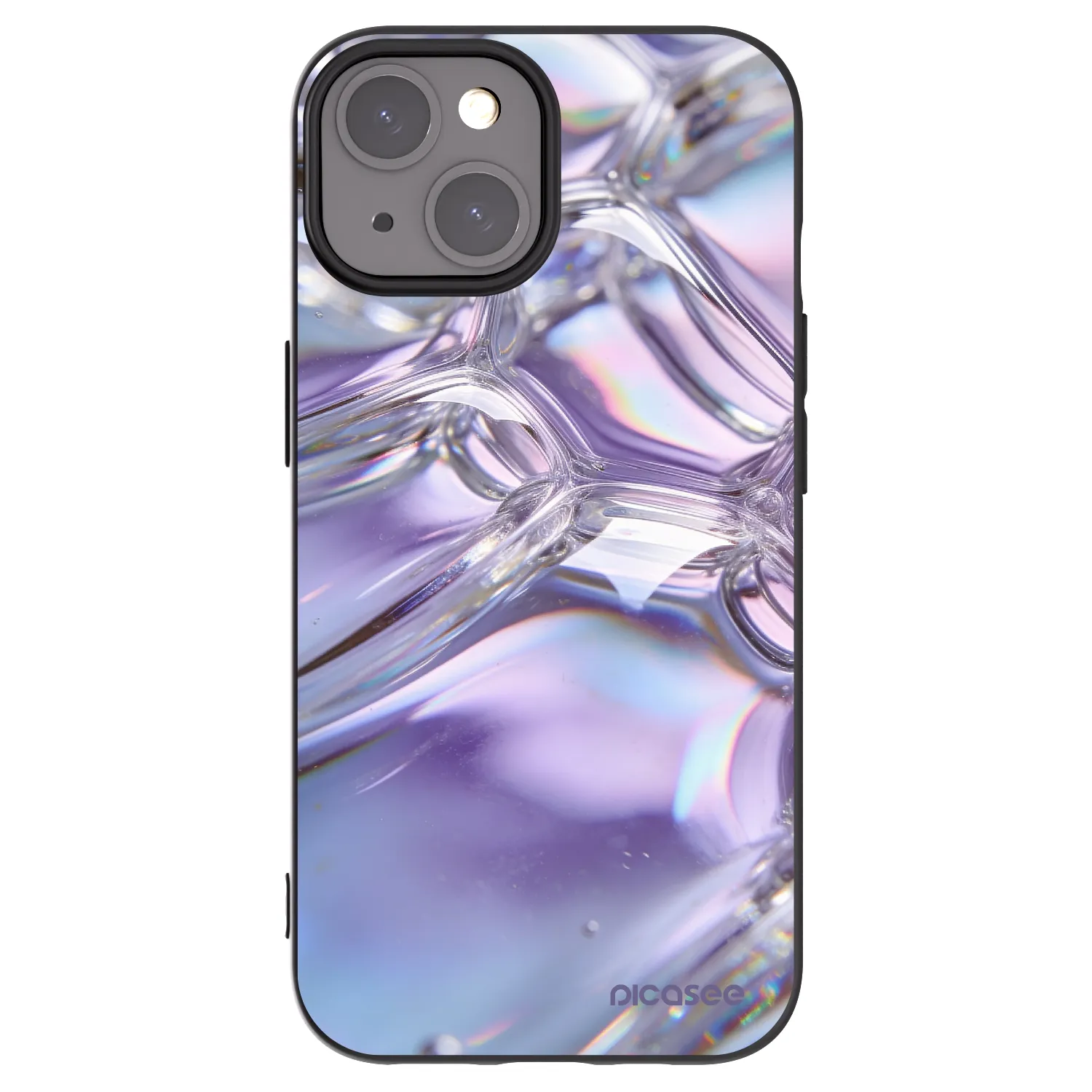 Picasee silikonski črni ovitek za Apple iPhone 15 - Iridescent bubbles